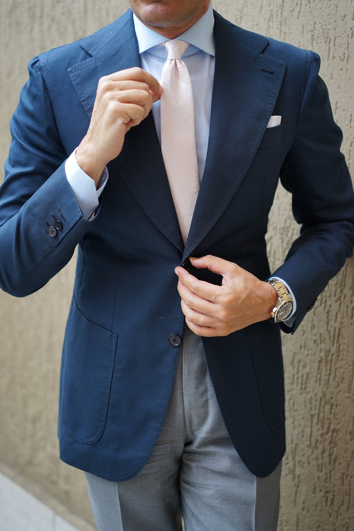 Nude Pink Paisley Skinny Tie