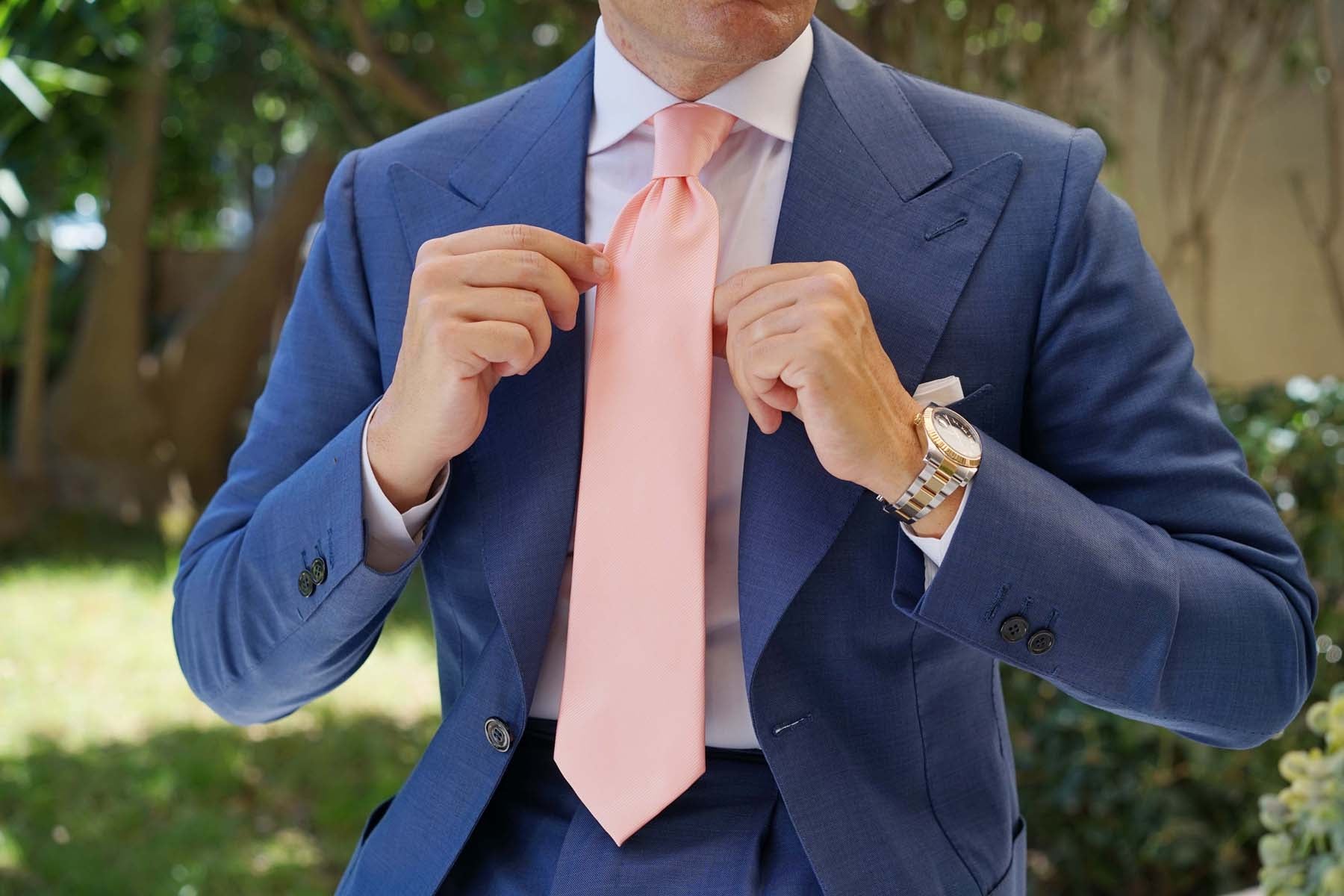 Salmon Frosty Pink Twill Necktie