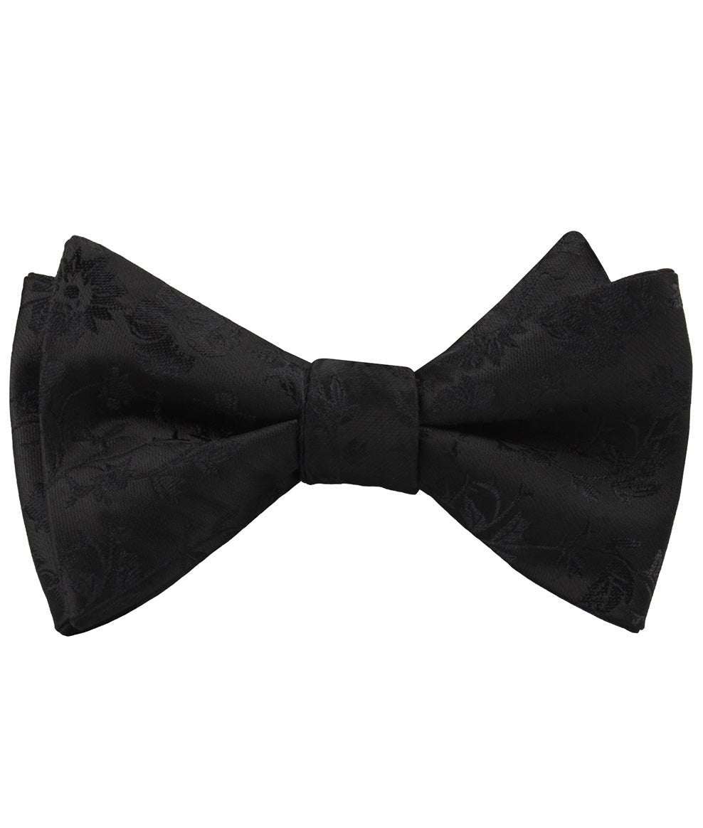 Midnight Black Floral Self Bow Tie