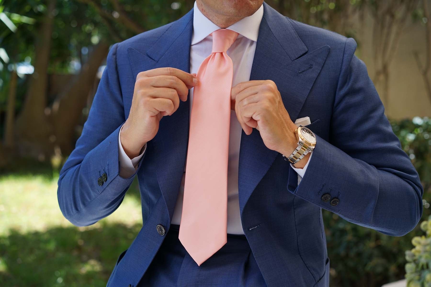 Salmon Frosty Pink Twill Necktie