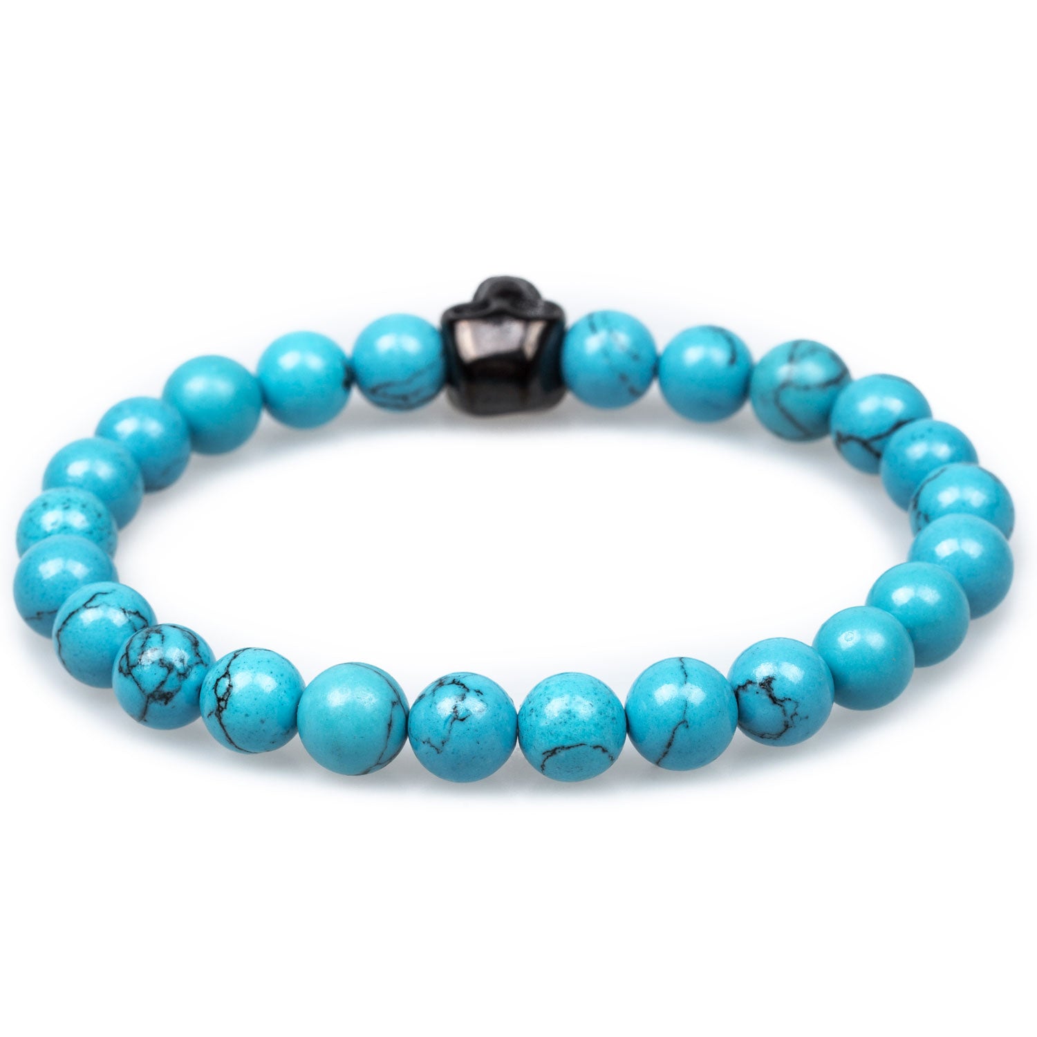 Blue Turquoise Black Skull Bracelet