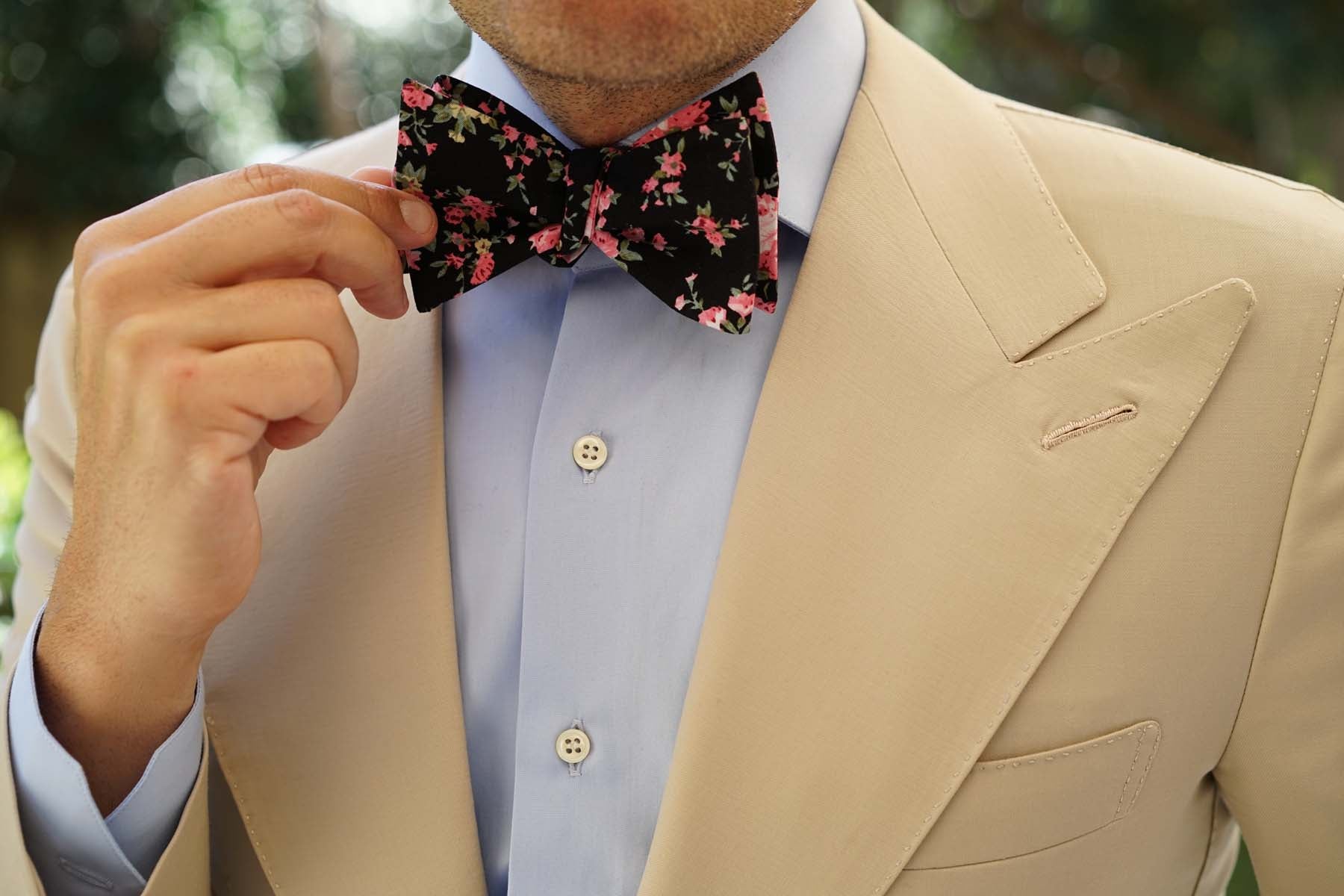 Carnation Floral Pink Self Bow Tie