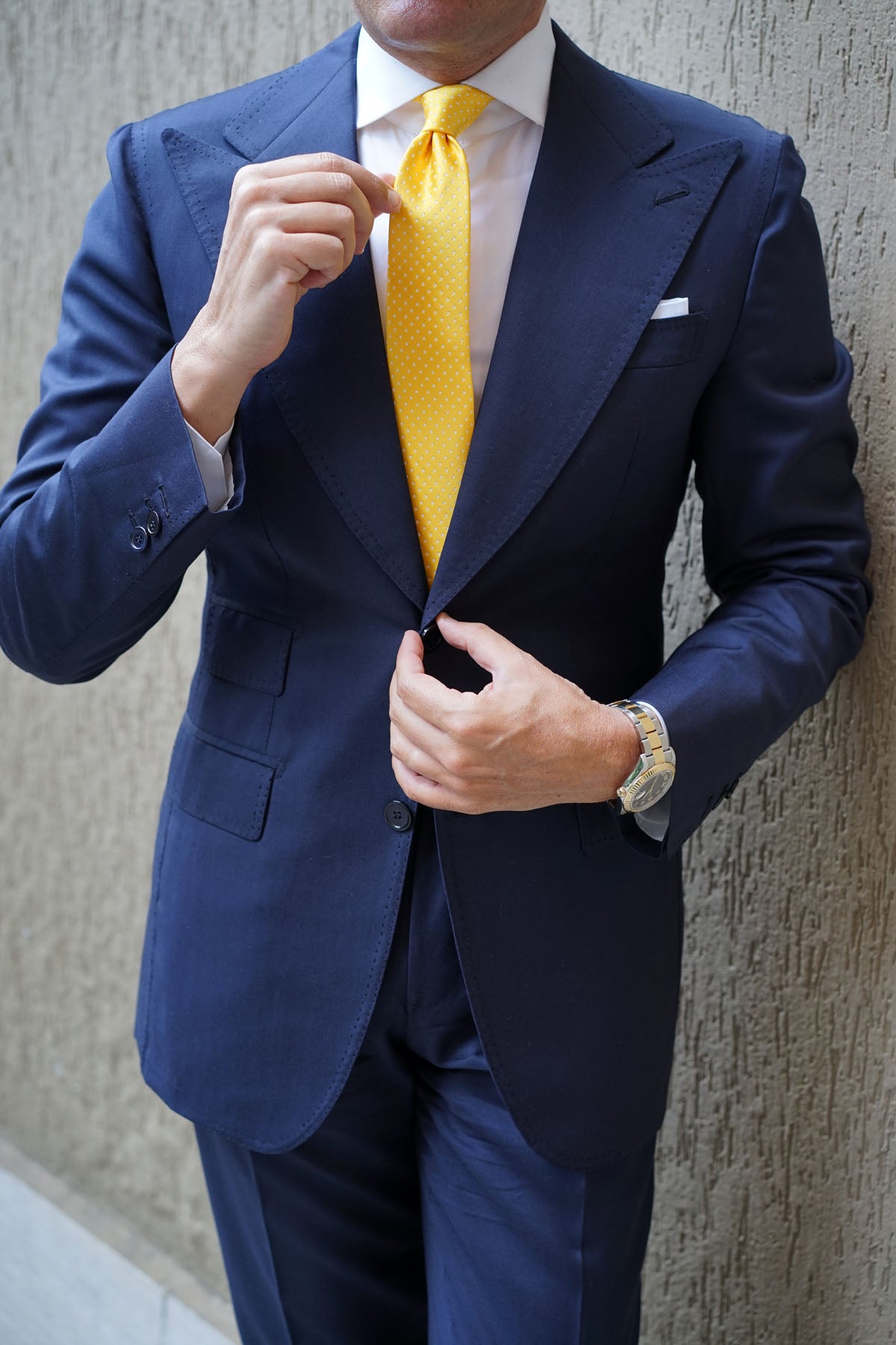 Yellow Mini Polka Dots Skinny Tie