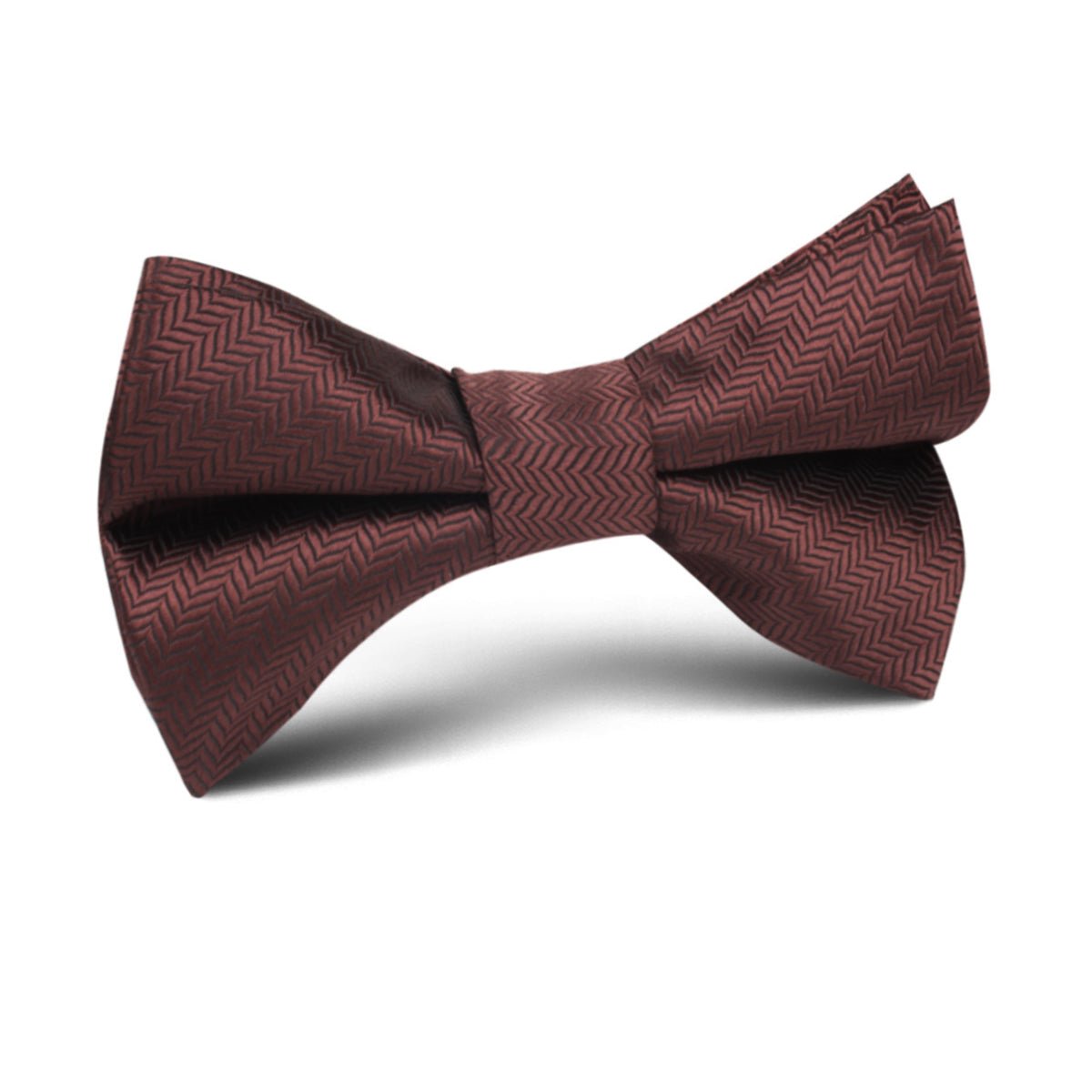 Russet Brown Herringbone Kids Bow Tie