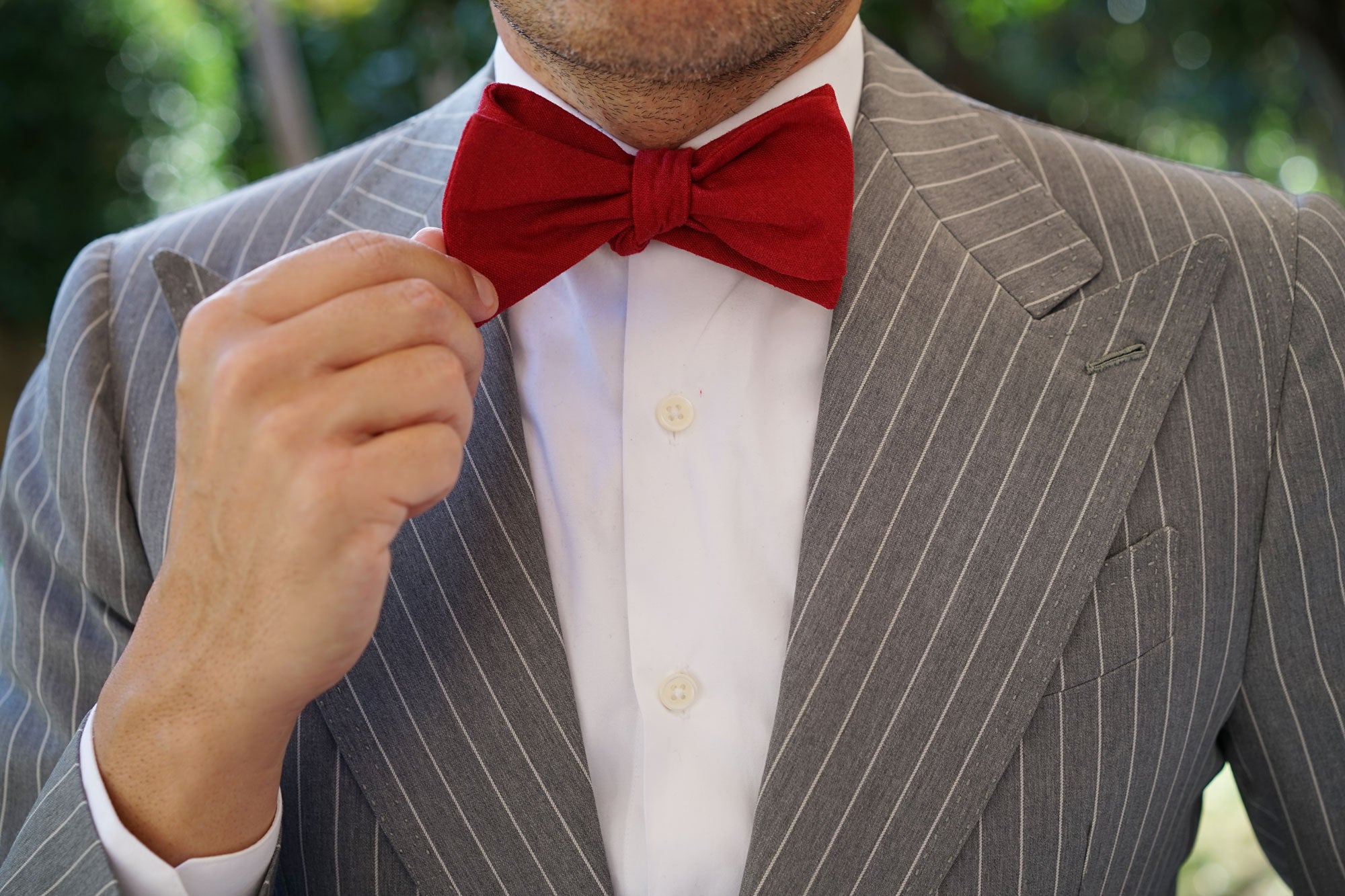 Apple Maroon Linen Self Bow Tie