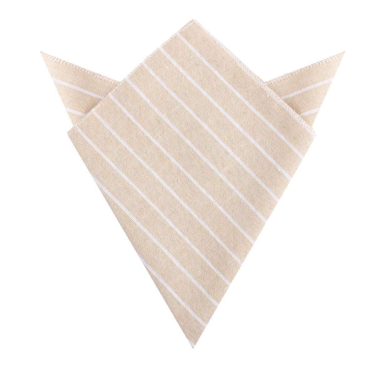 Khaki Linen Pinstripe Pocket Square