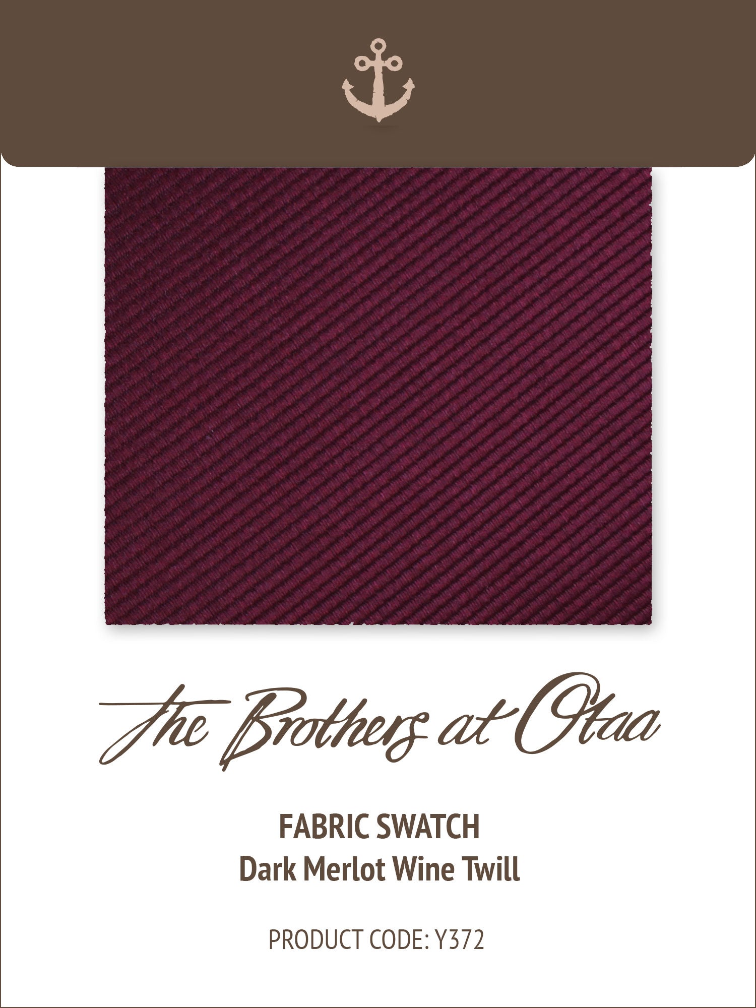 Fabric Swatch (Y372) - Dark Merlot Wine Twill