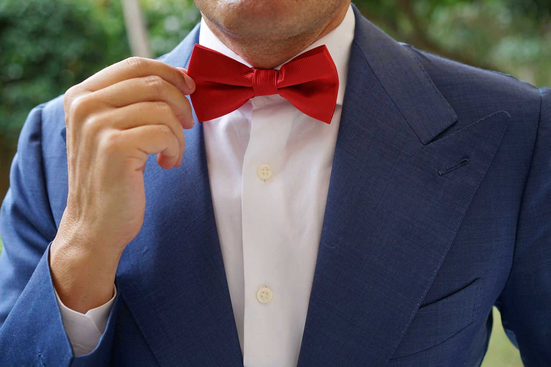 Carmine Red Twill Bow Tie