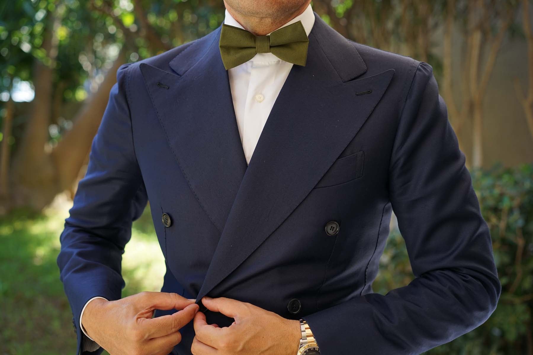 Army Green Cotton Bow Tie