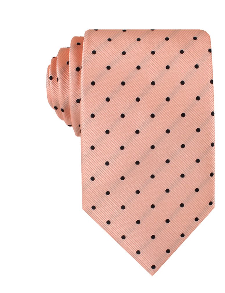 Peach on Black Polka Dots Necktie