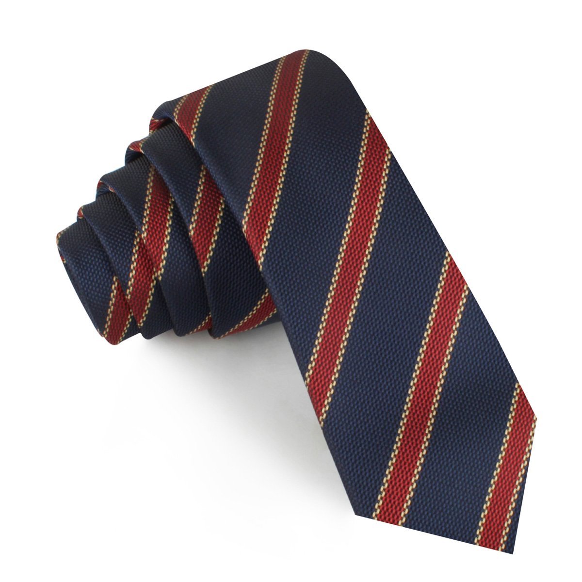 Cambridge Navy Blue with Royal Red Stripes Skinny Tie