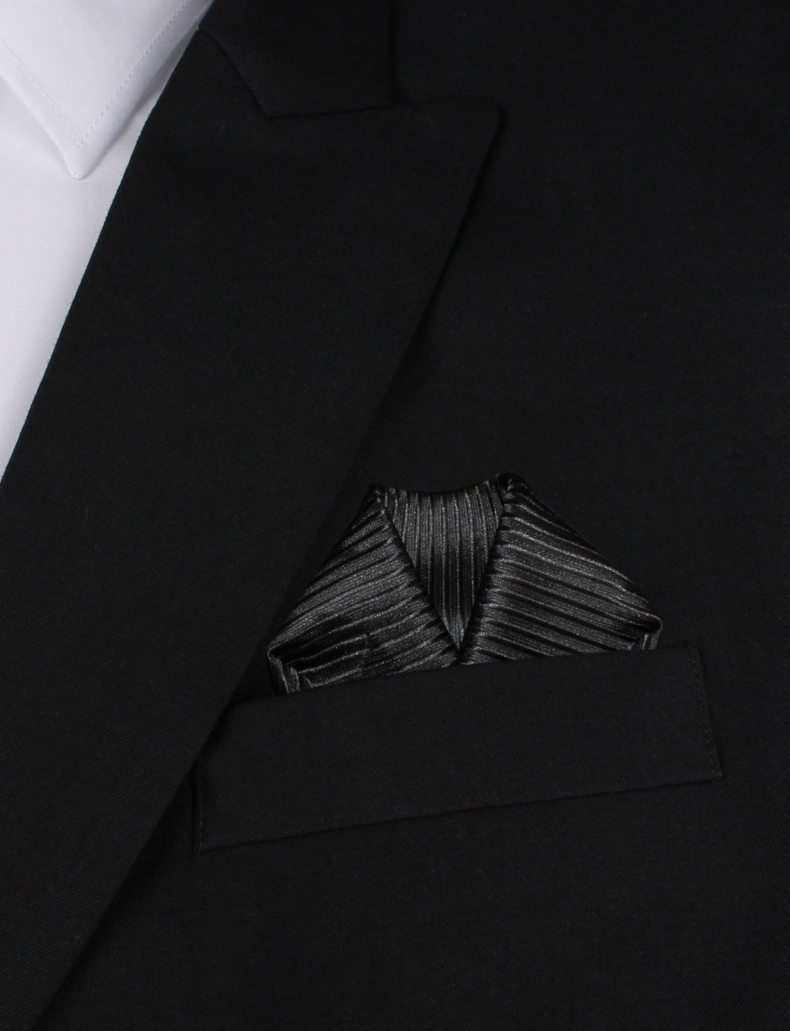 Jet Black Stripes Pocket Square