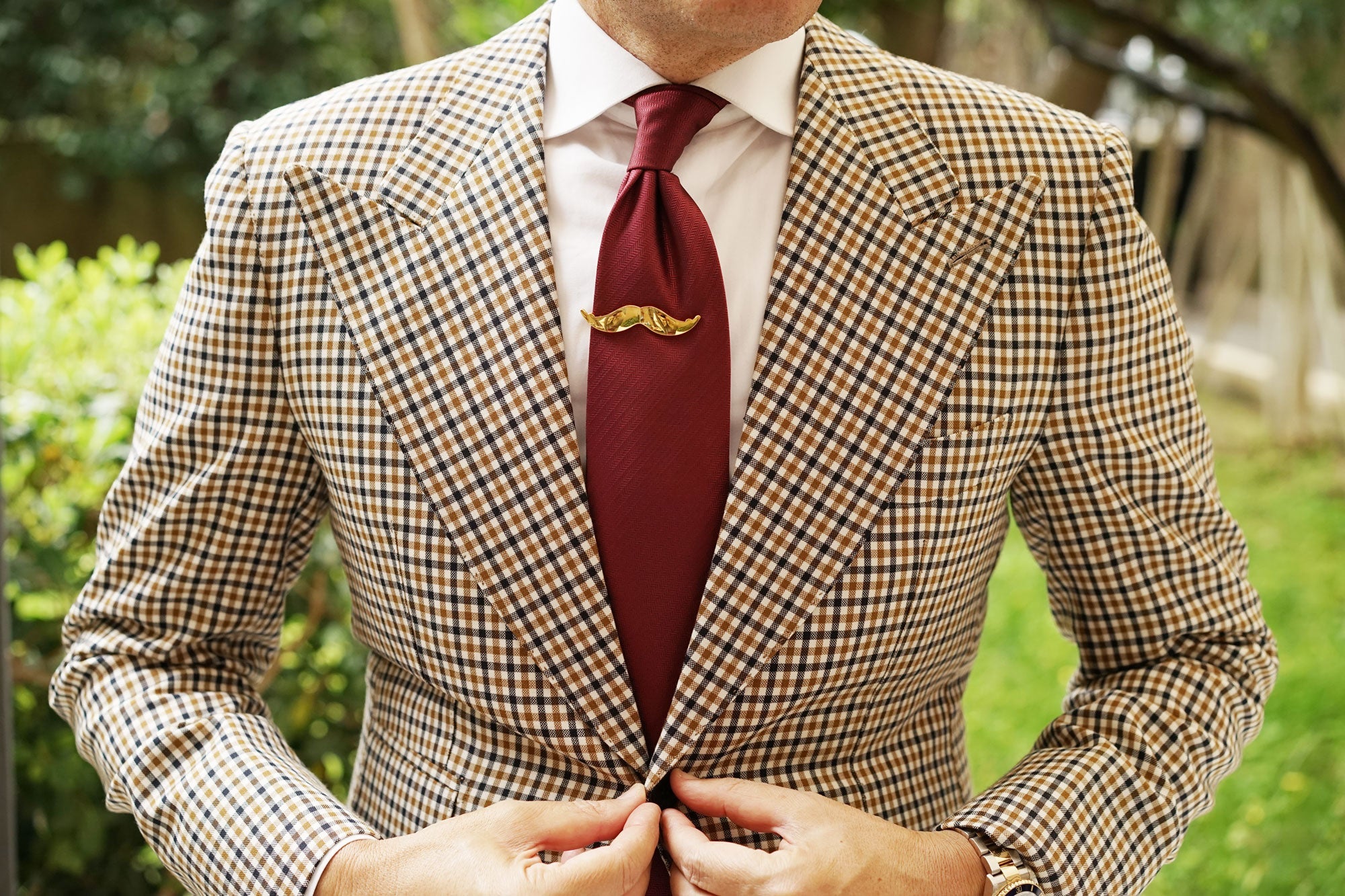 Gold Moustache Tie Bar