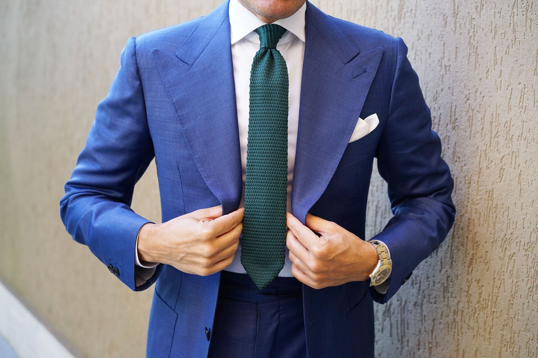 Dark Green Pointed Knitted Tie