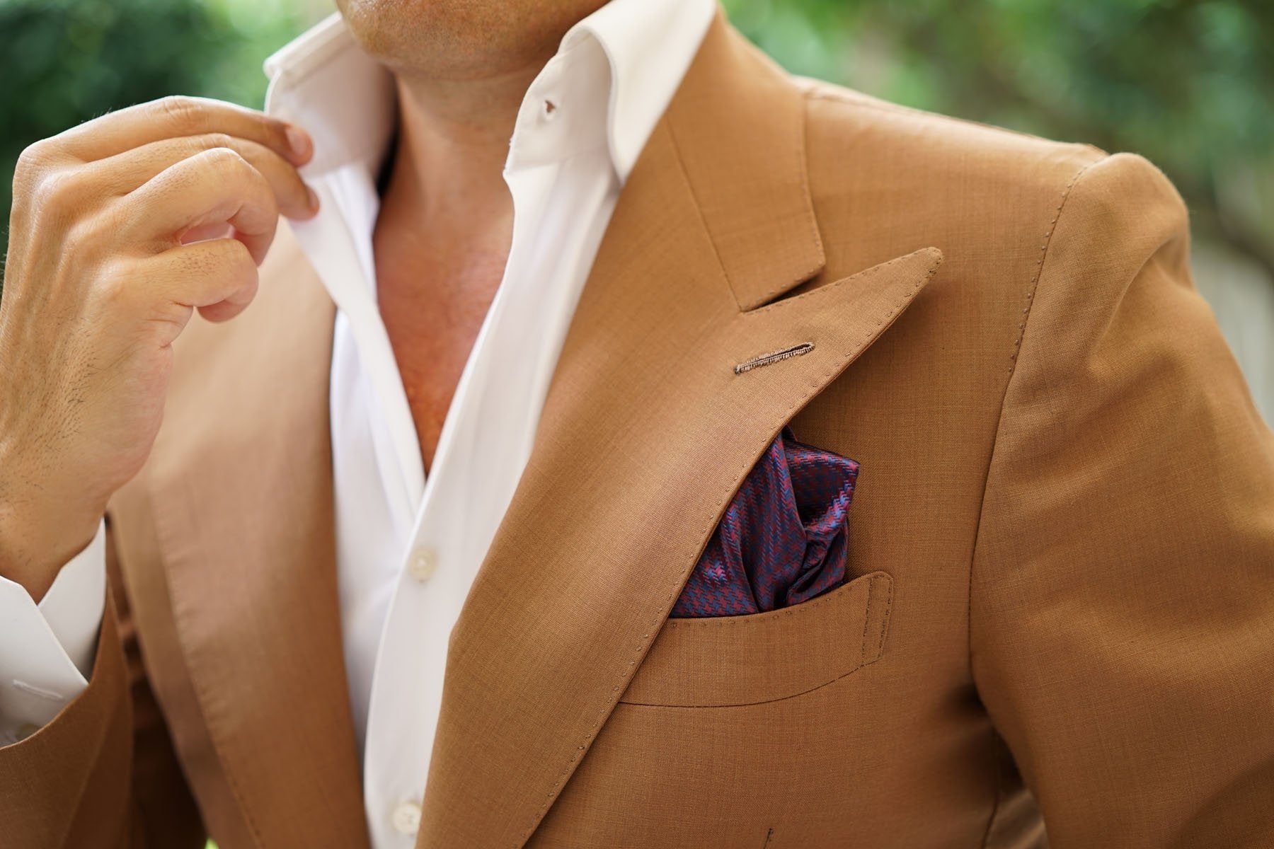 Burgundy Houndstooth Pocket Square