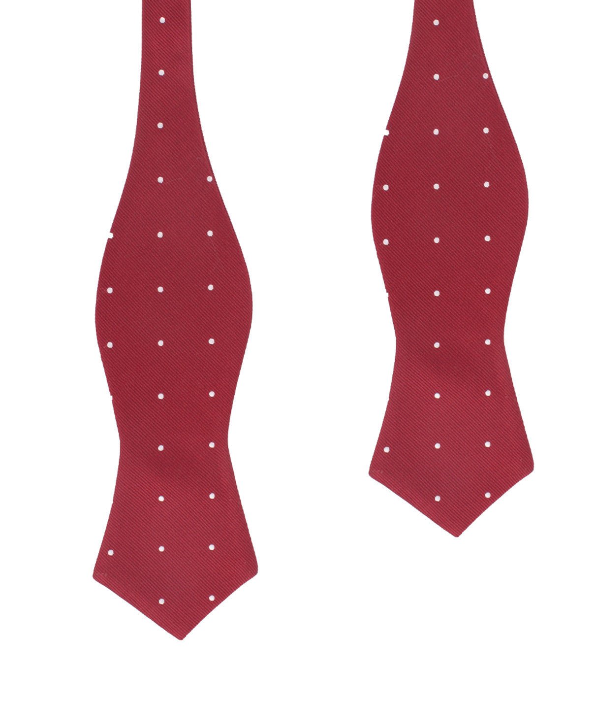 Maroon with White Polka Dots Self Tie Diamond Tip Bow Tie