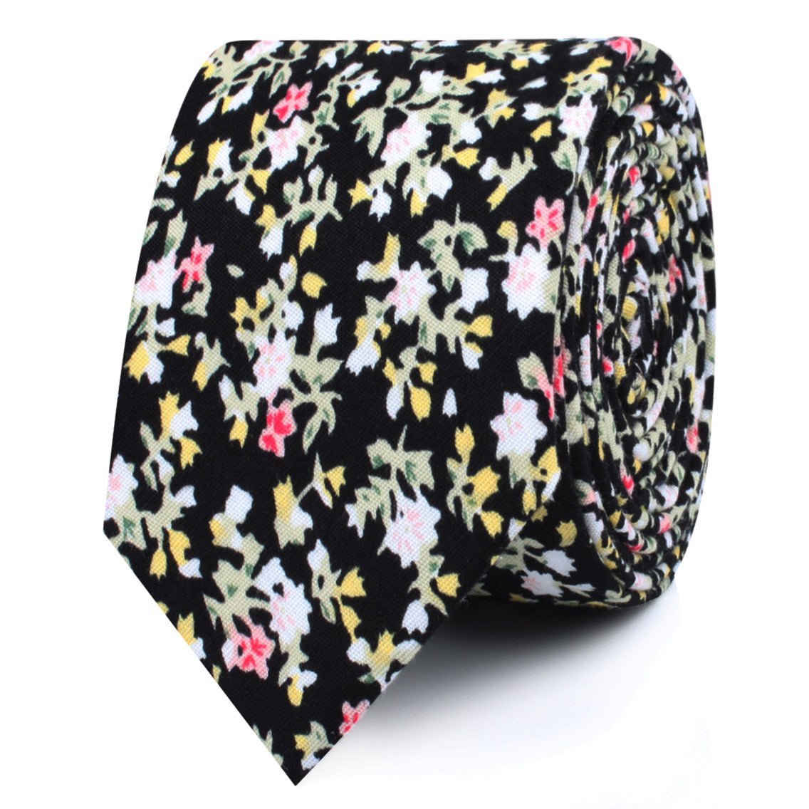 Madagascar Black Floral Skinny Tie