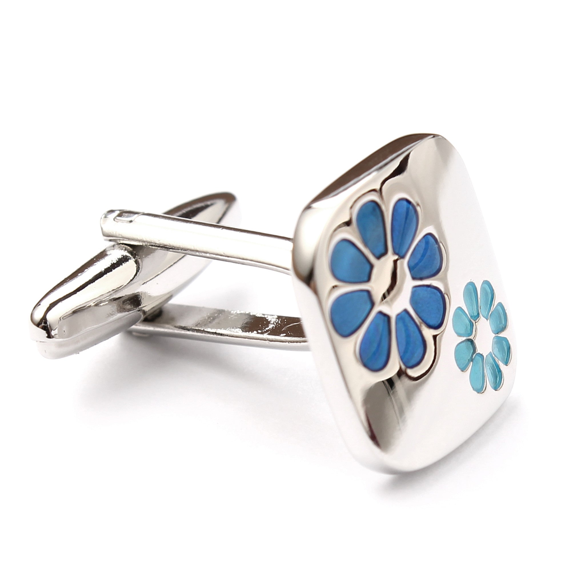 Silver with Blue Flower Cufflinks