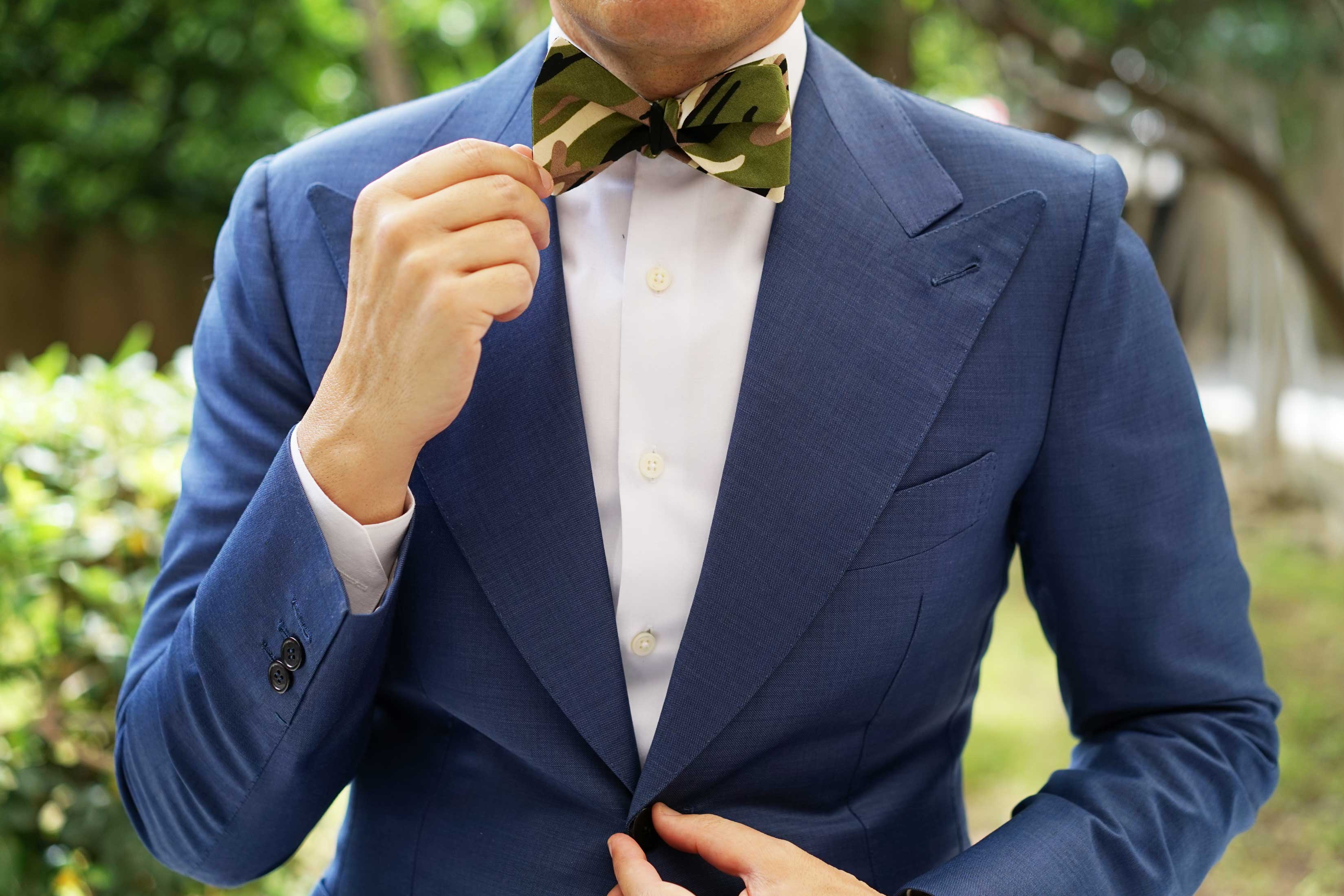 Jungle Green Camo Self Bow Tie