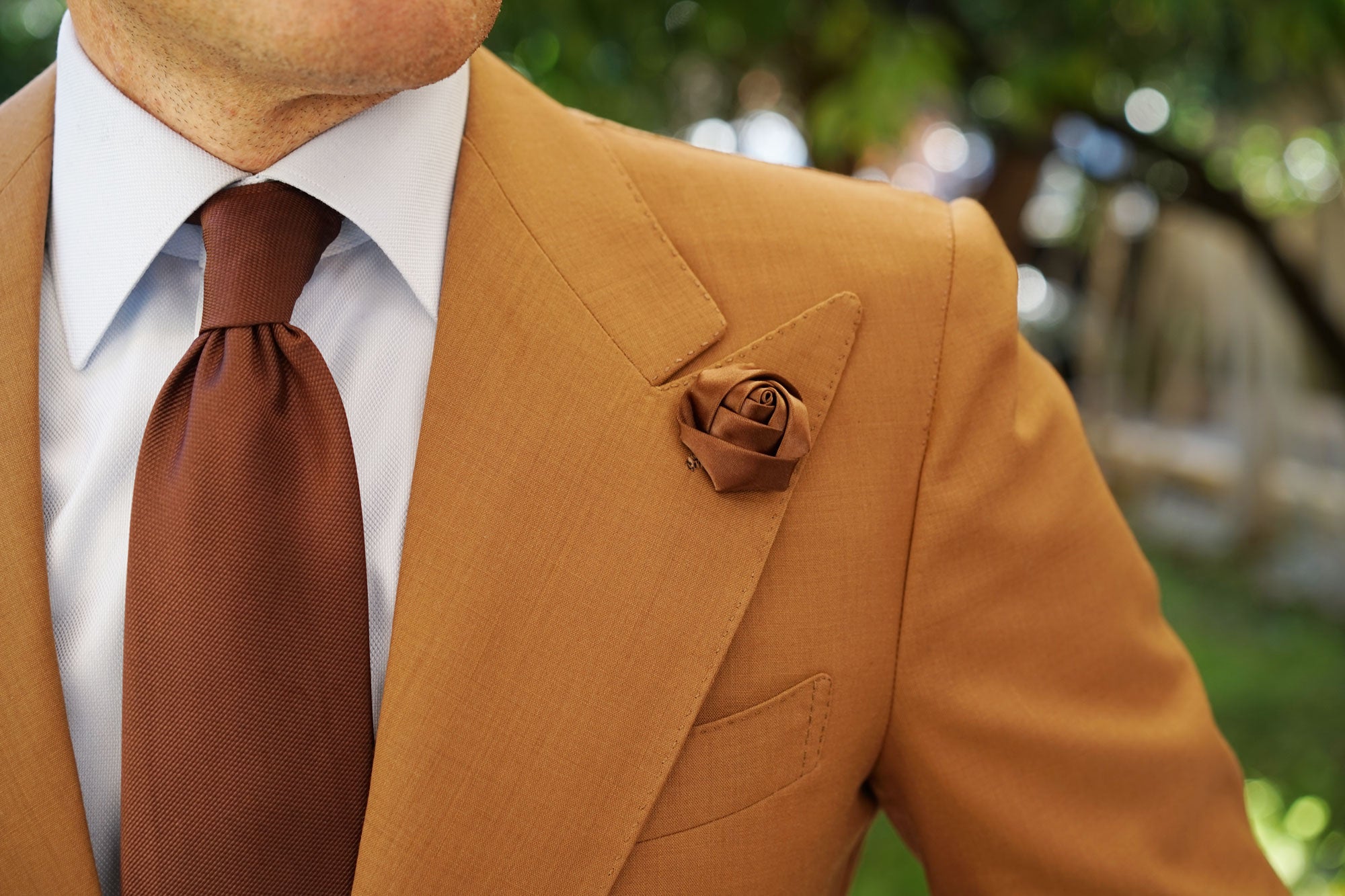 Brown Satin Rose Lapel Pin