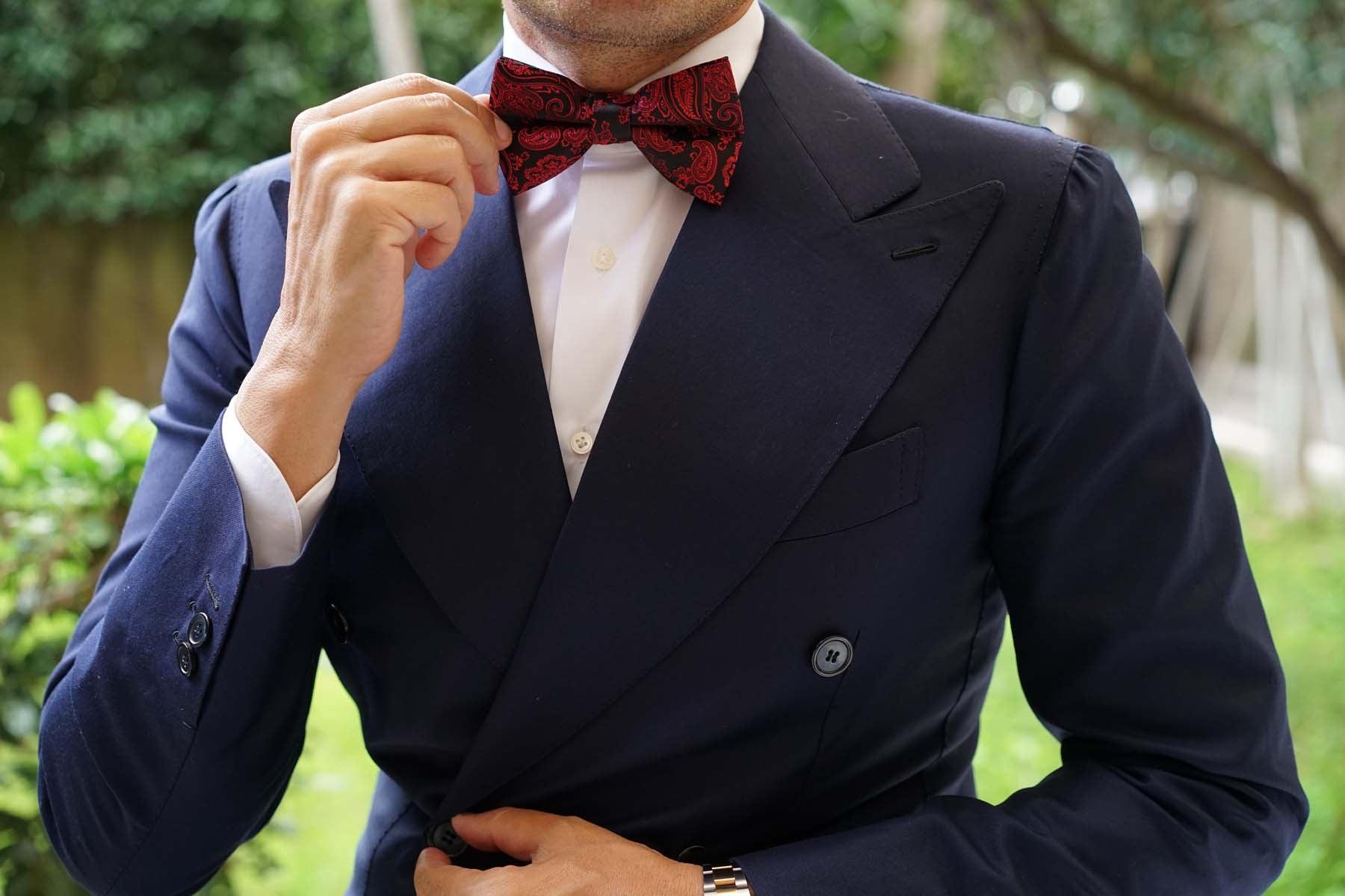 Paisley Red and Black Bow Tie