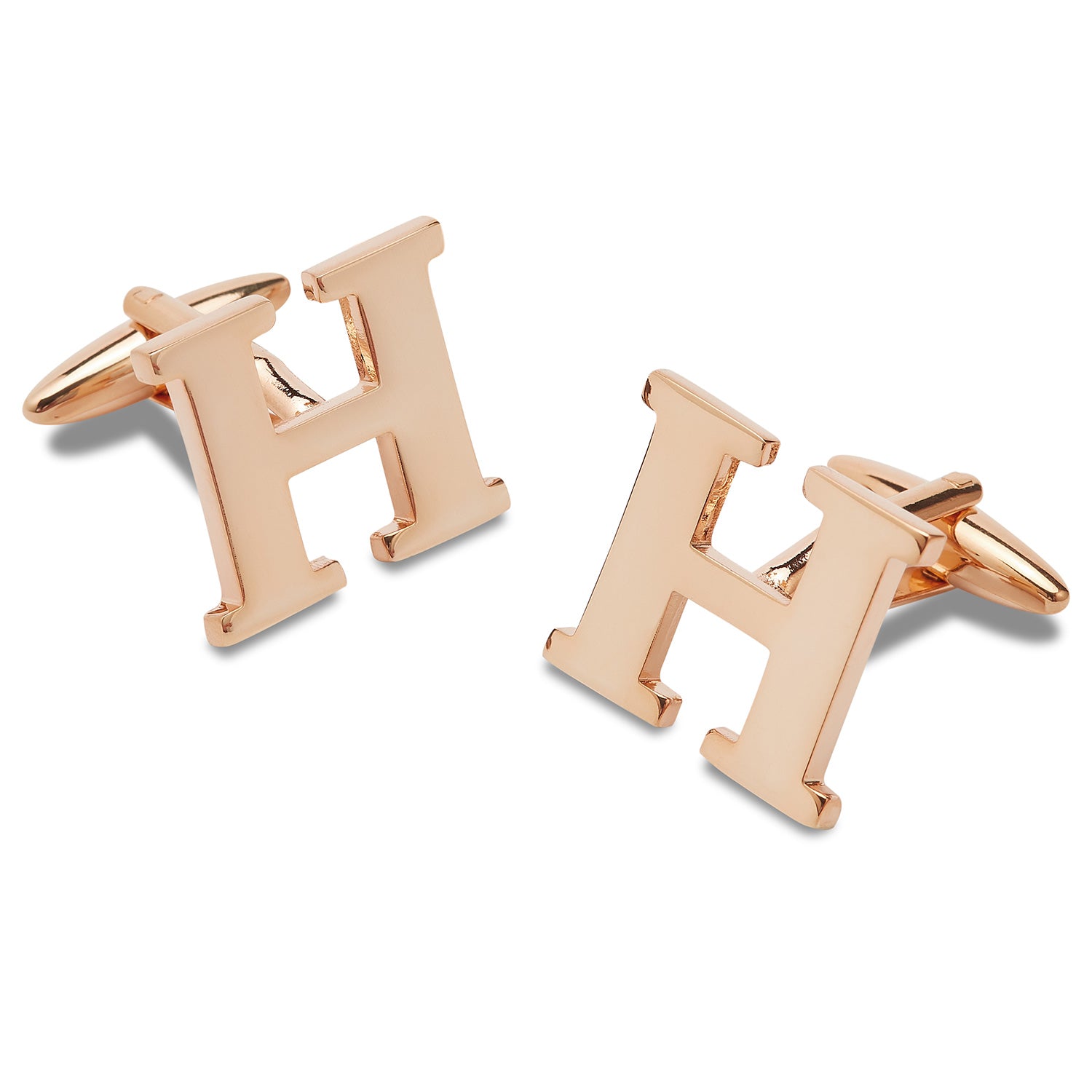 Rose Gold Letter H Cufflinks