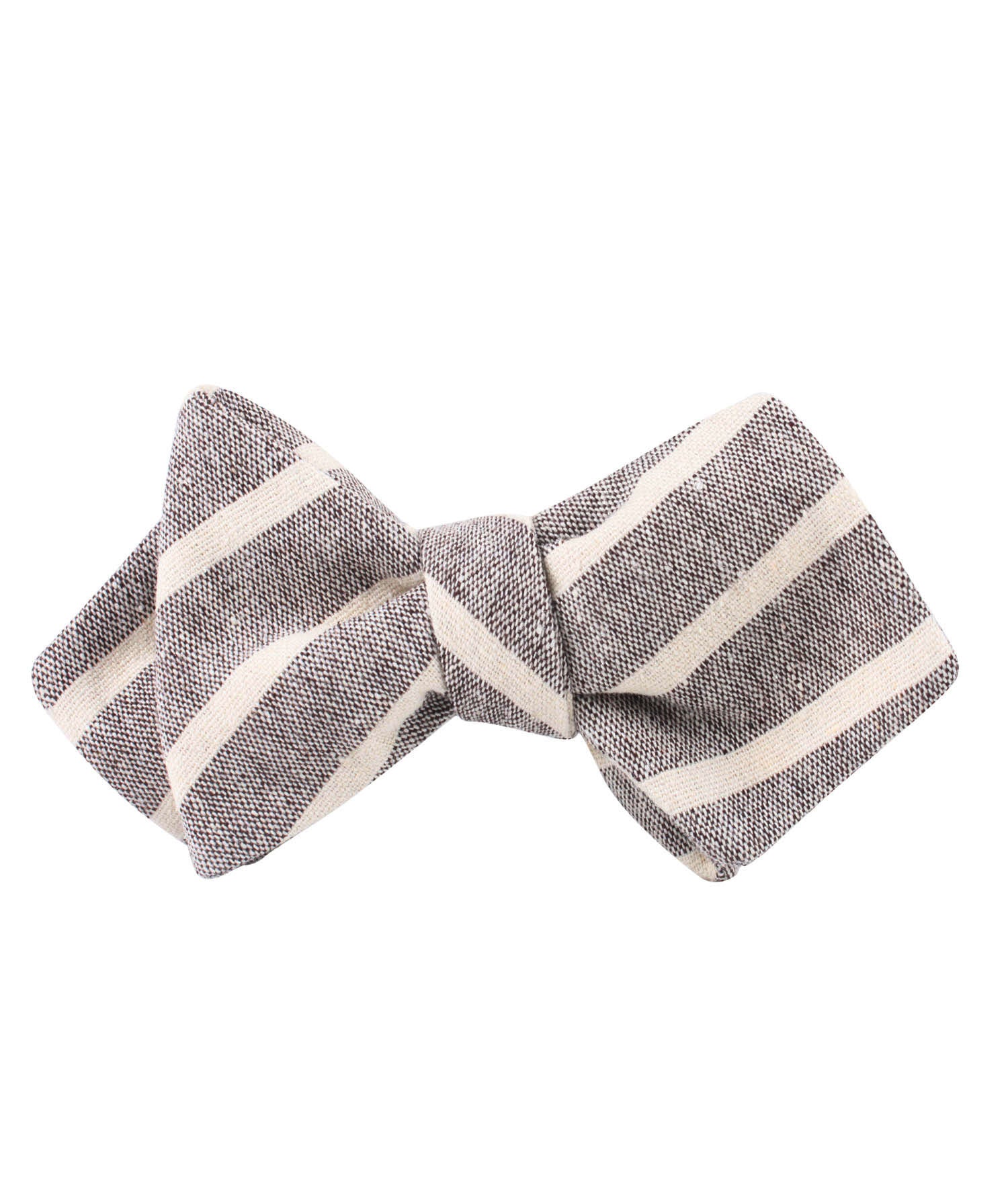 Mersin Brown Stripe Chalk Linen Diamond Self Bow Tie