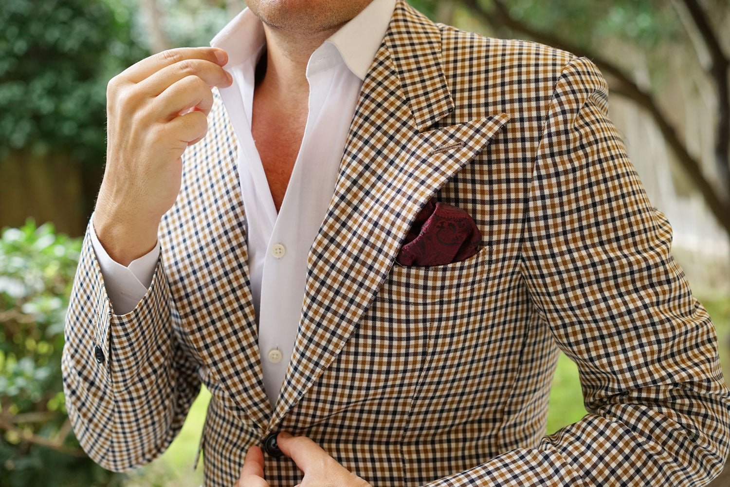 Mahogany Red Paisley Pocket Square