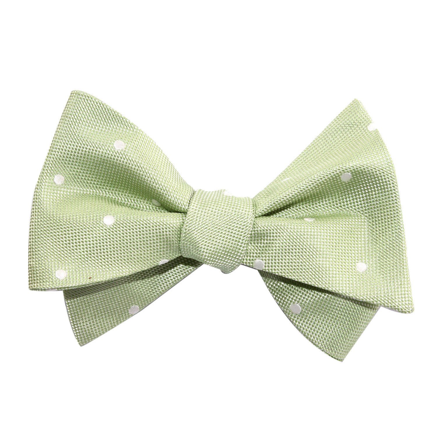 Light Mint Pistachio Green with White Polka Dots Self Tie Bow Tie