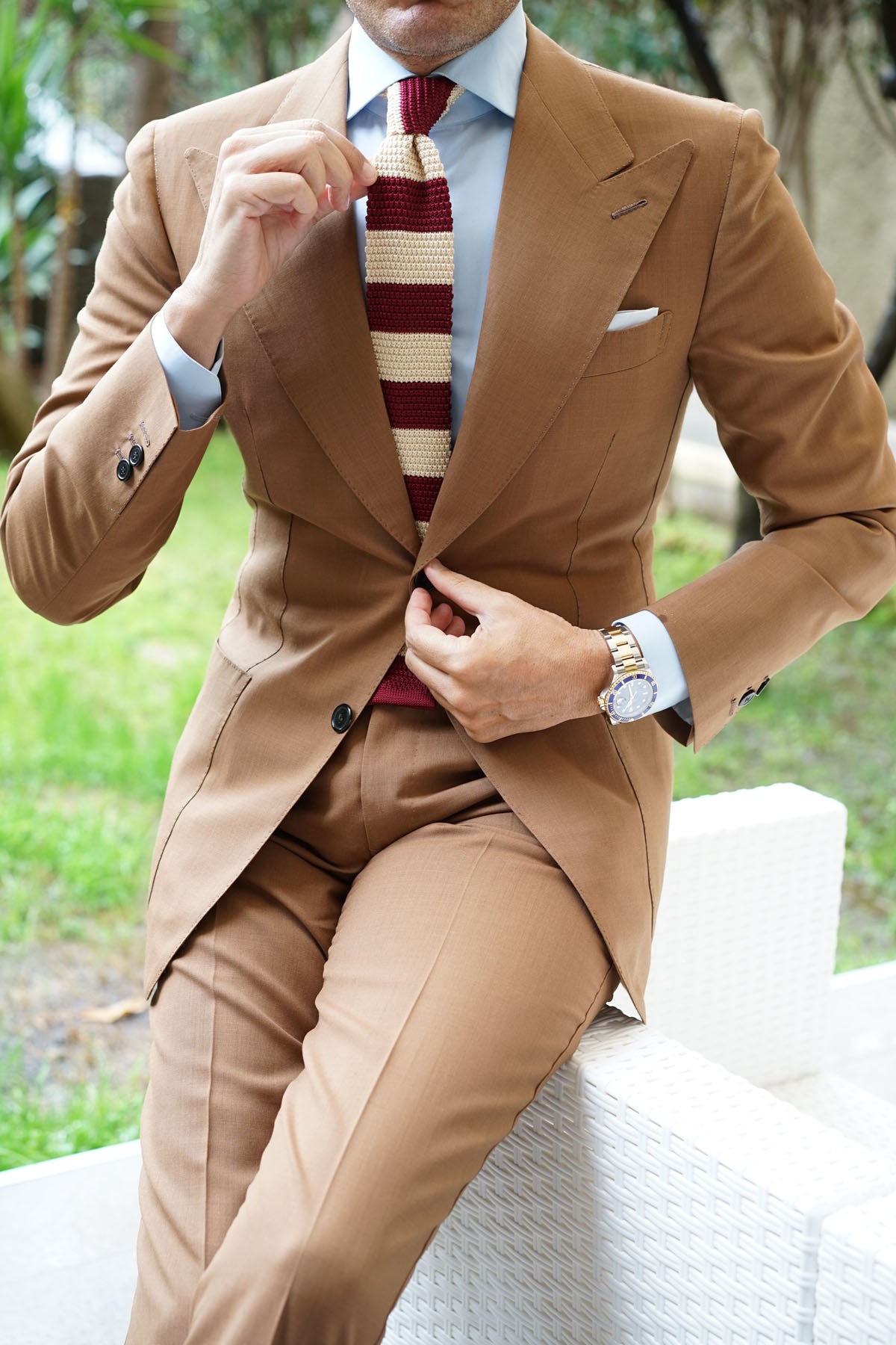 Burgundy Vanilla Knitted Tie