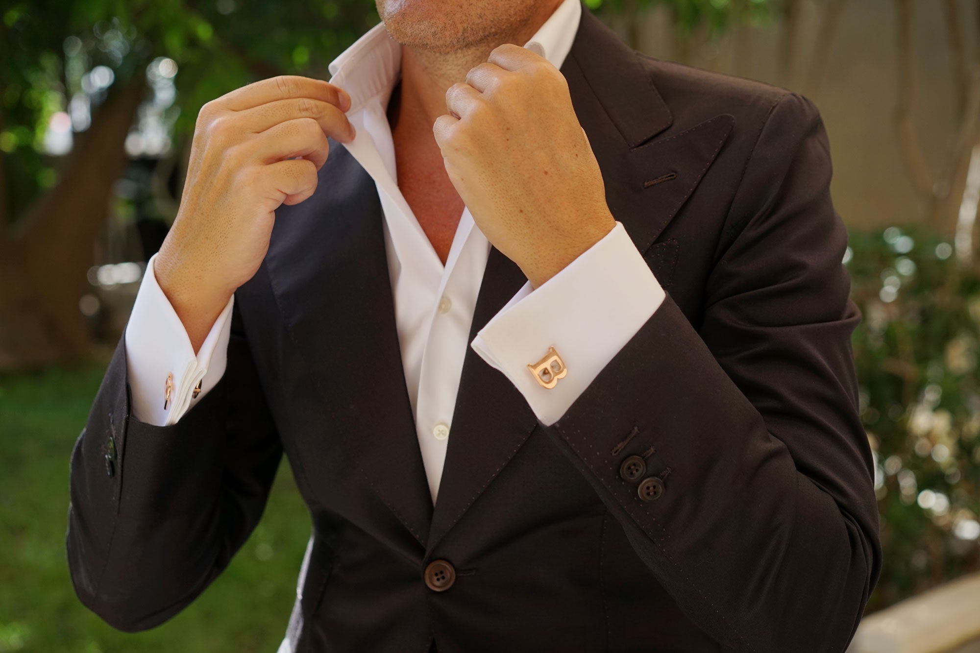 Rose Gold Letter B Cufflinks