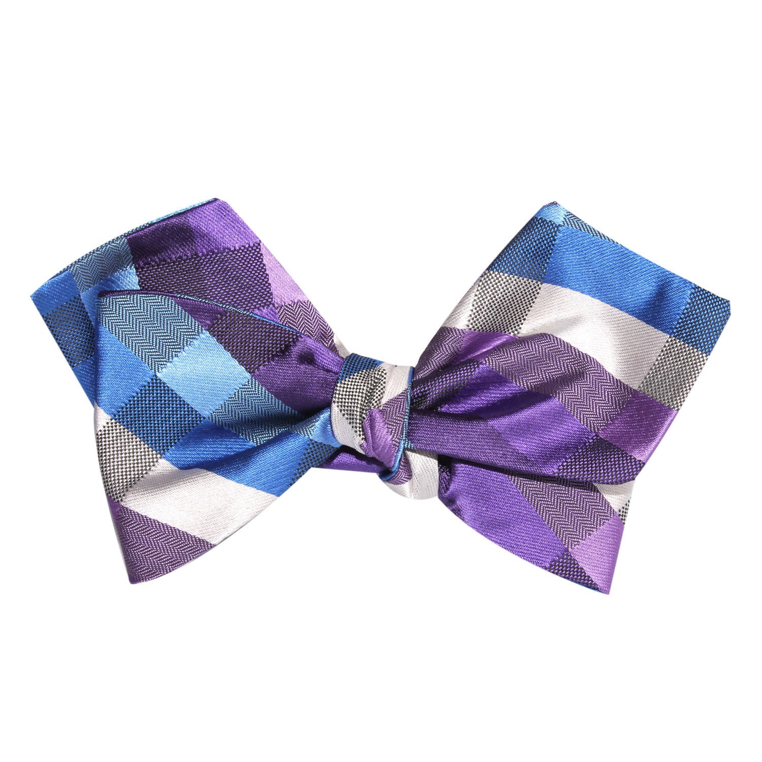 Royal Violet Checkered Self Tie Diamond Tip Bow Tie