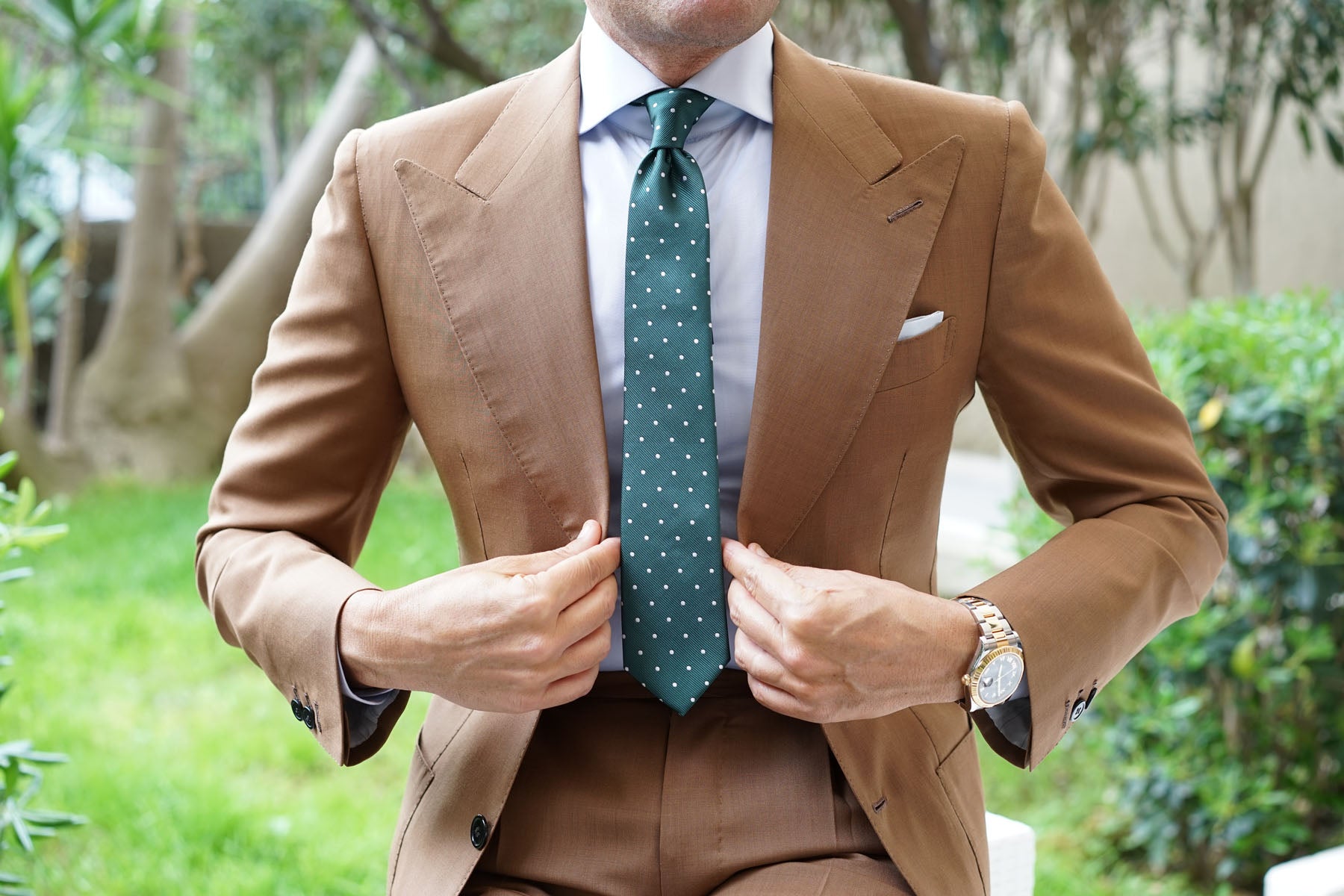 Forest Green Polka Dots Skinny Tie