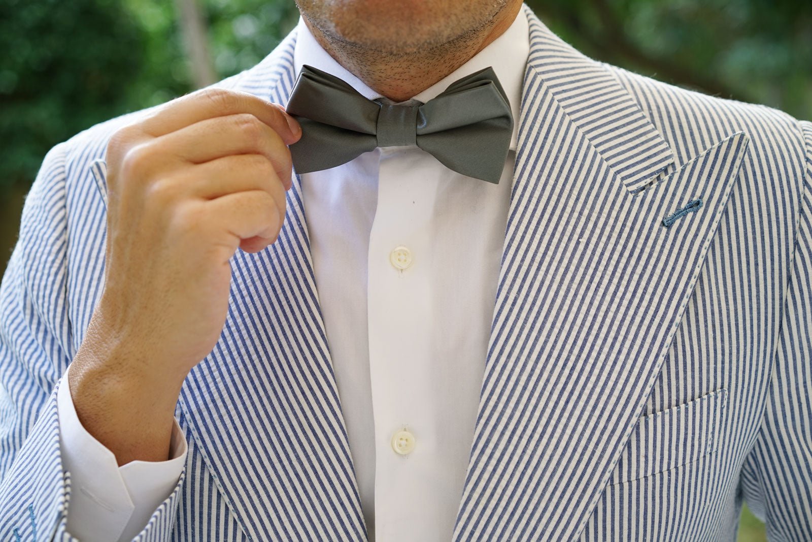 Soft Charcoal Crisp Satin Bow Tie