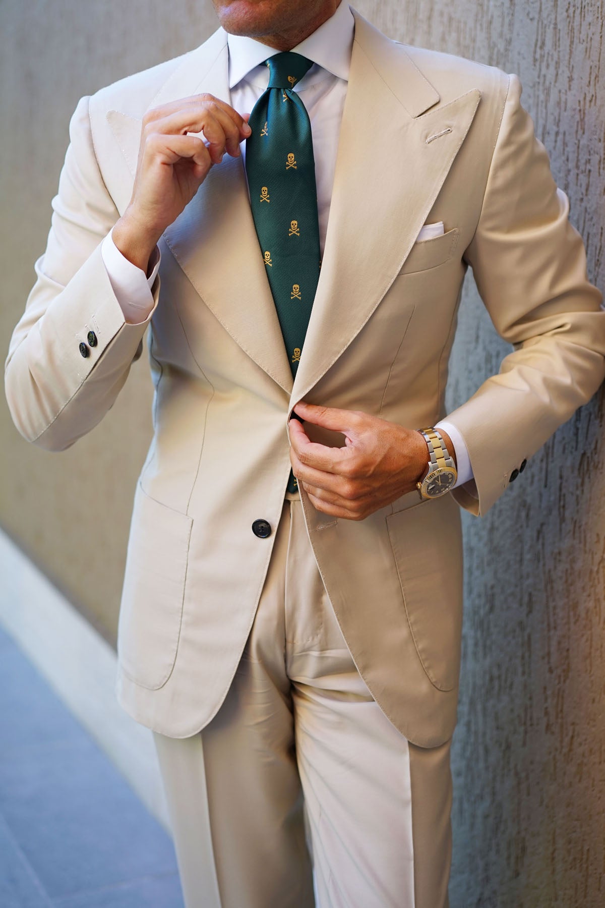 Skull & Crossbones Green Tie