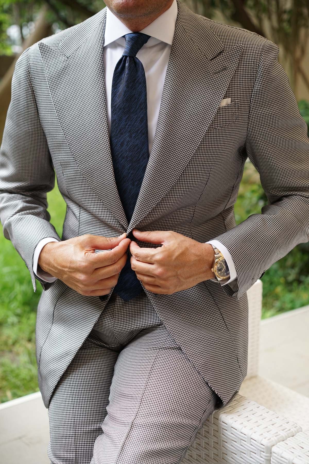 Midnight Blue-Black Chambray Necktie