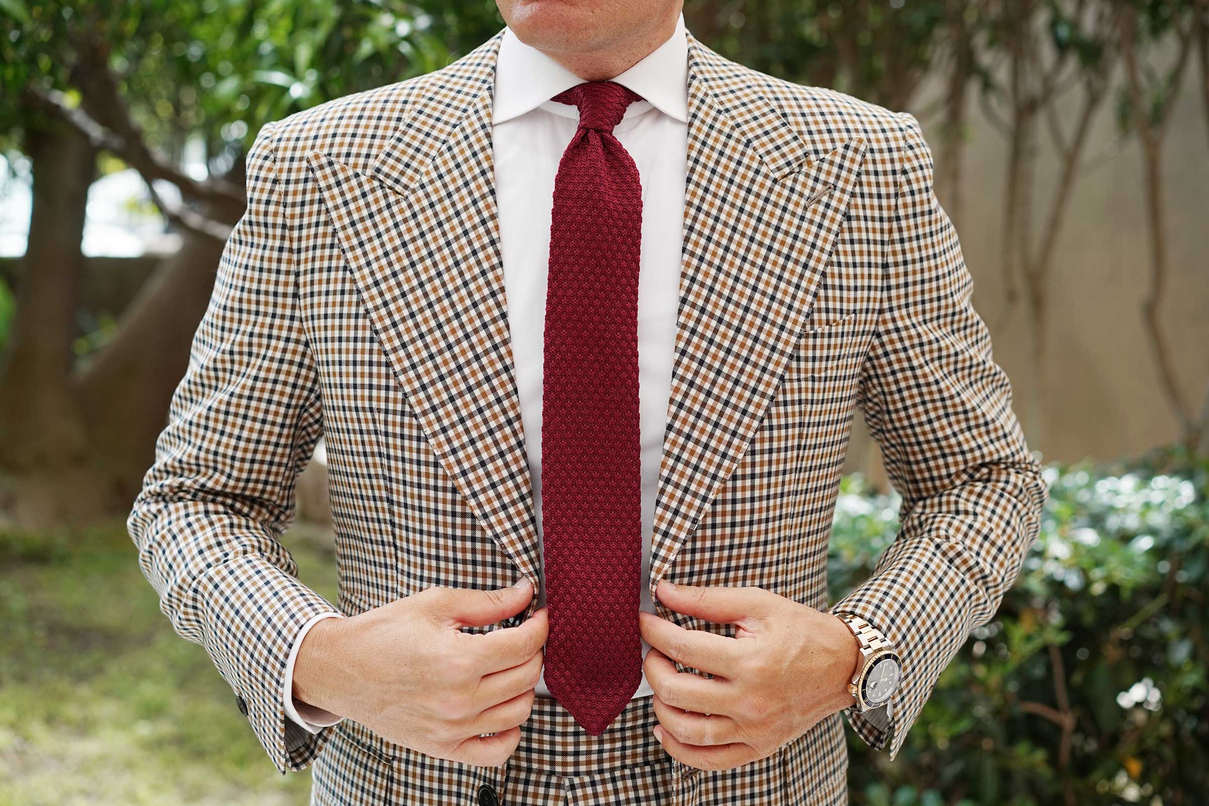 Mulled Burgundy Knitted Tie