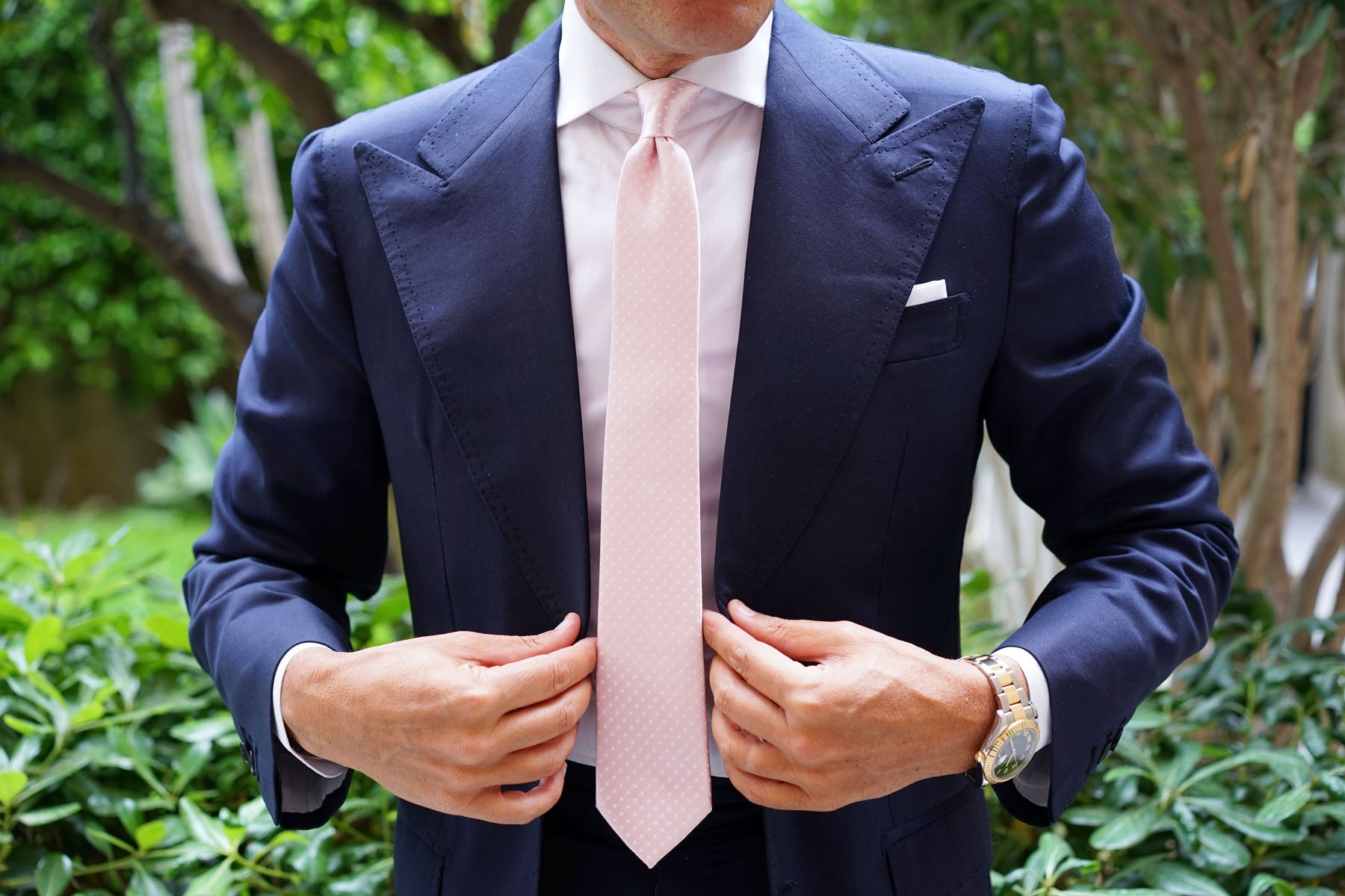 Blush Pink Mini Polka Dots Skinny Tie