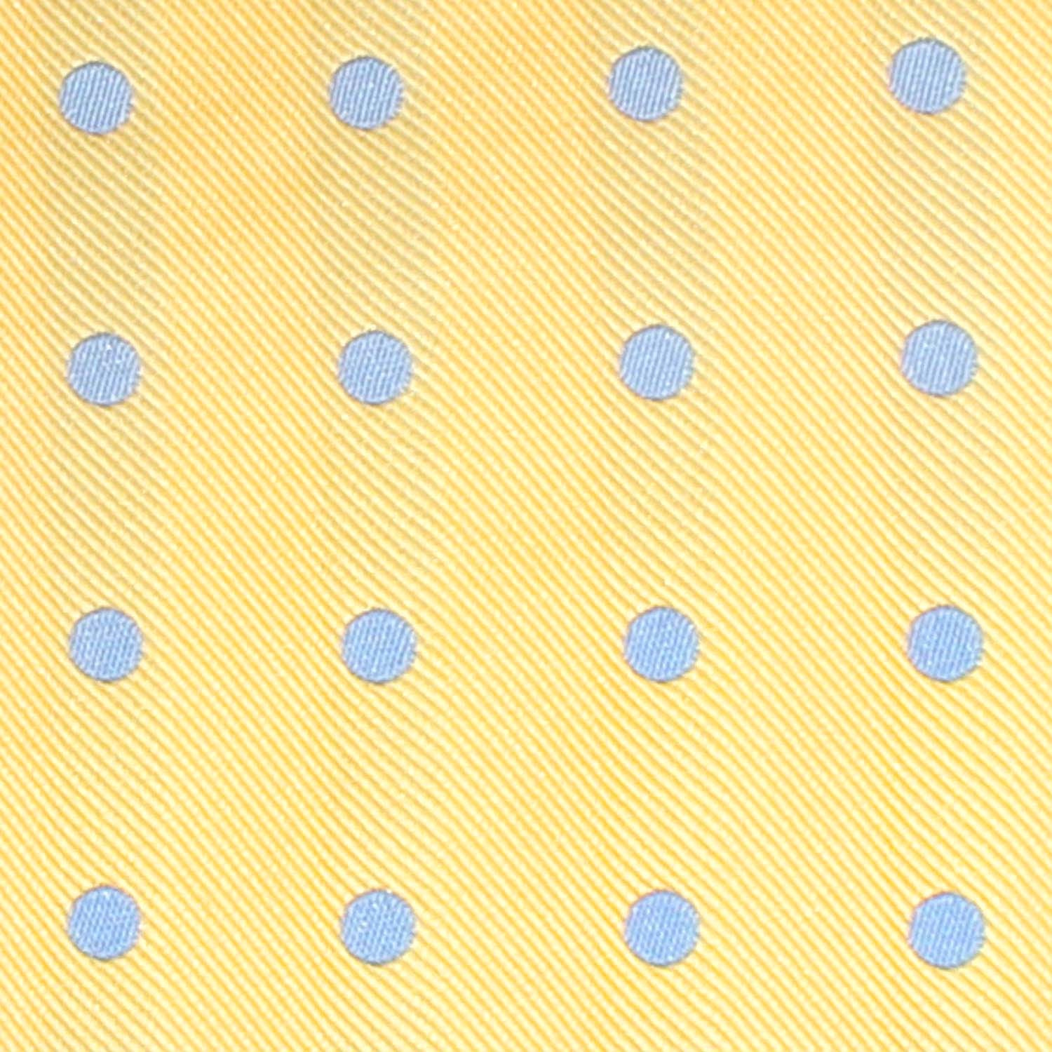 Yellow with Light Blue Polka Dots Self Tie Diamond Tip Bow Tie