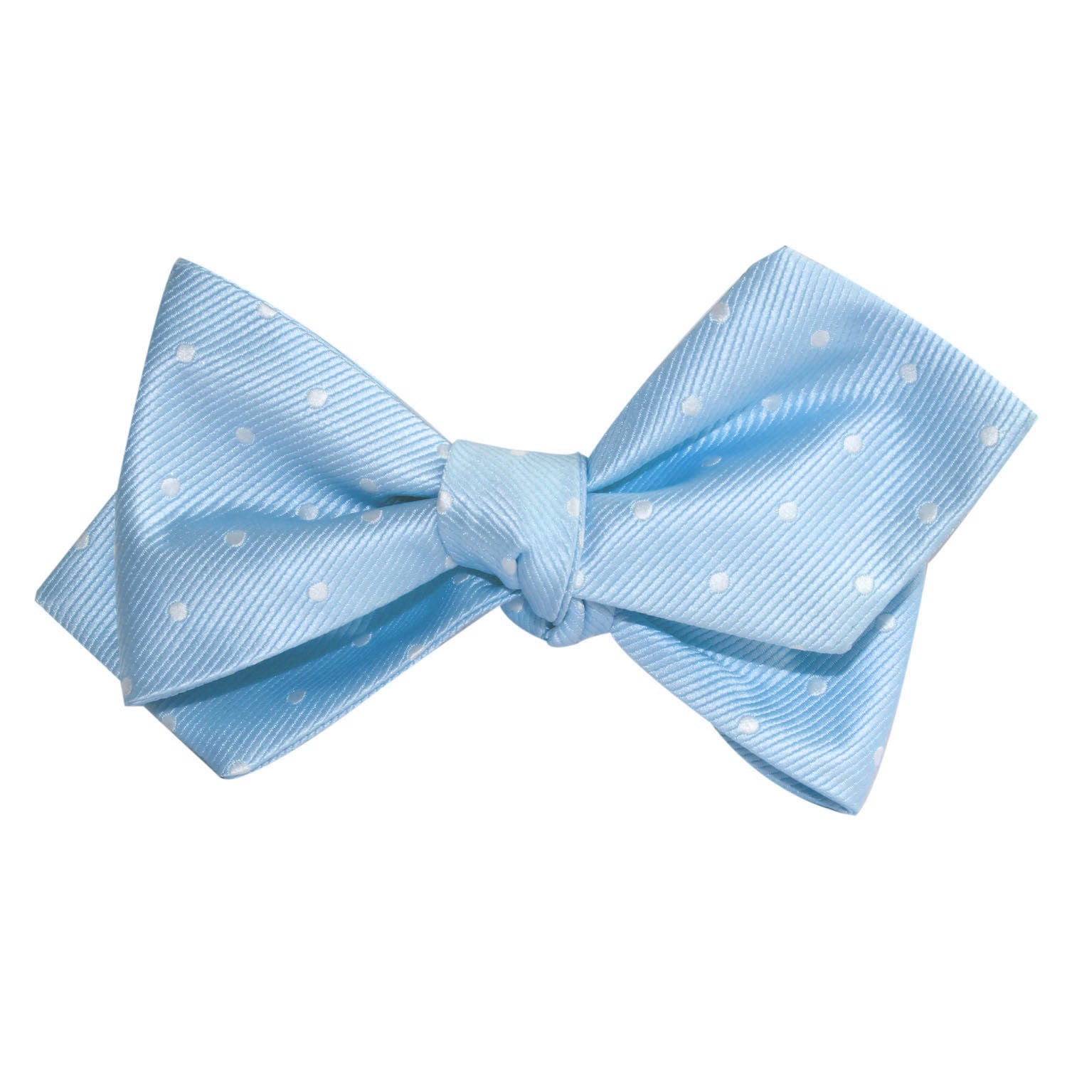 Mint Blue with White Polka Dots Self Tie Diamond Tip Bow Tie