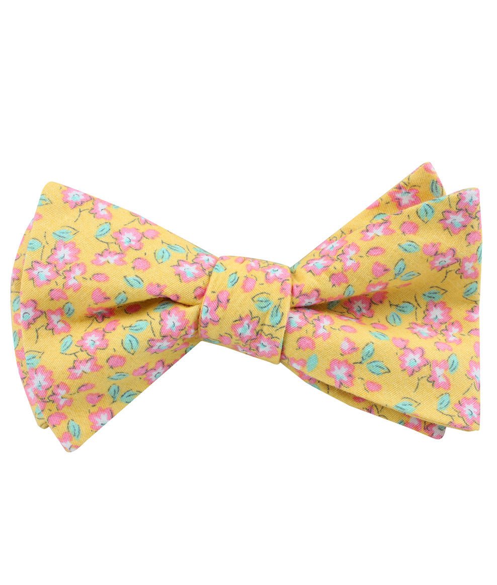 Phi Phi Yellow Floral Self Bow Tie