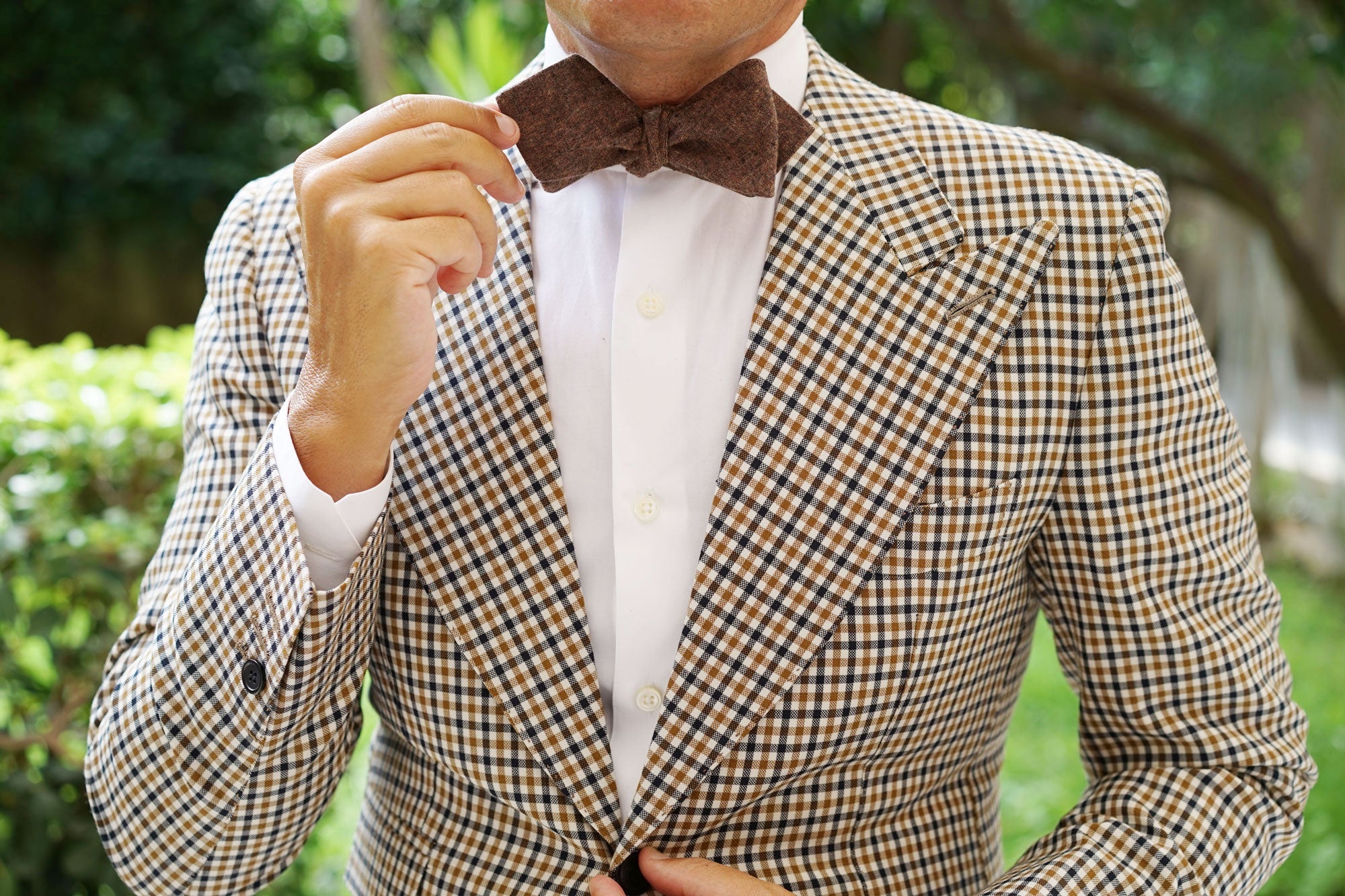 Monaco Brown Diamond Self Bow Tie