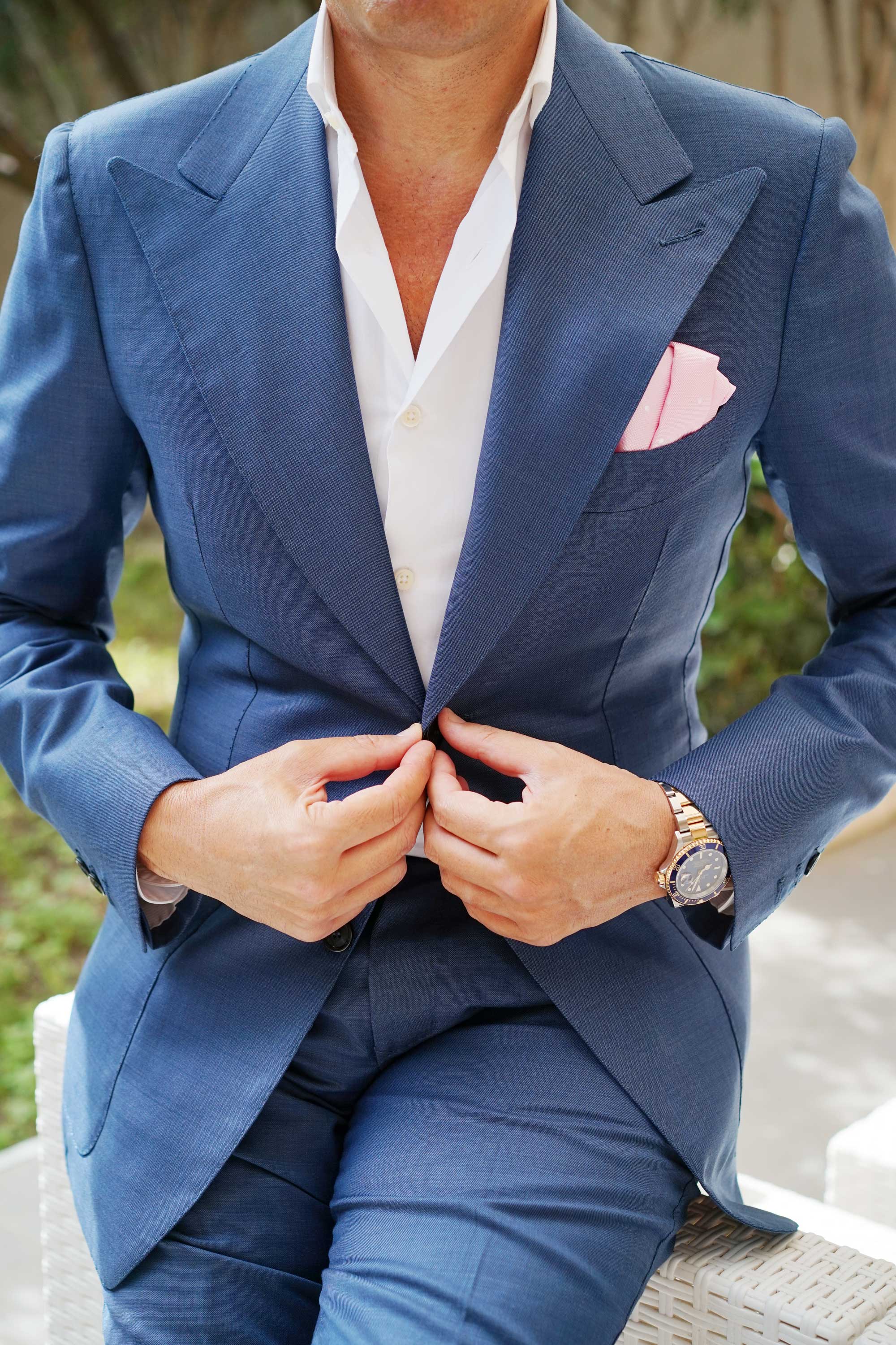 Baby Pink with White Polka Dots Pocket Square