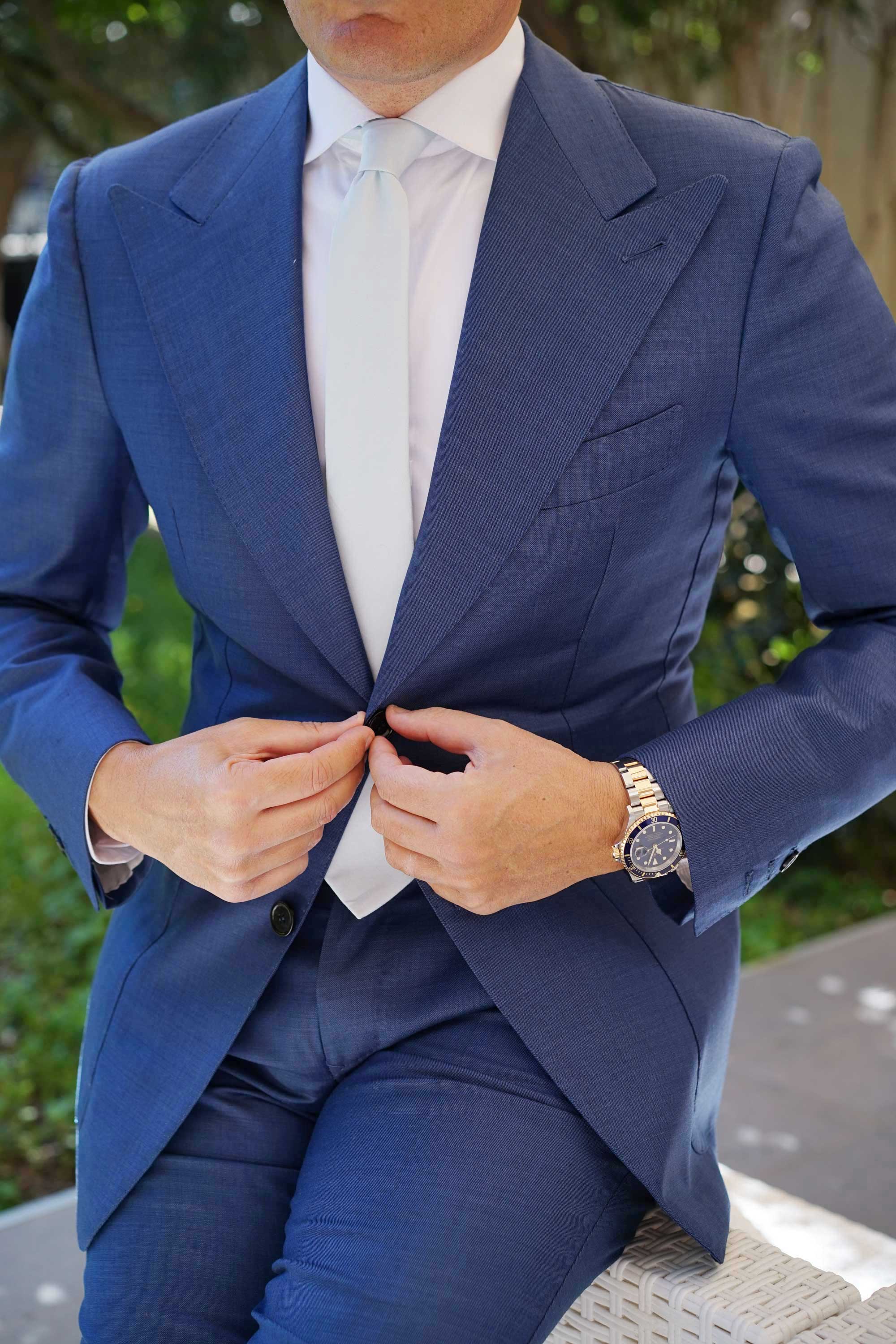 Alice Blue Cotton Skinny Tie