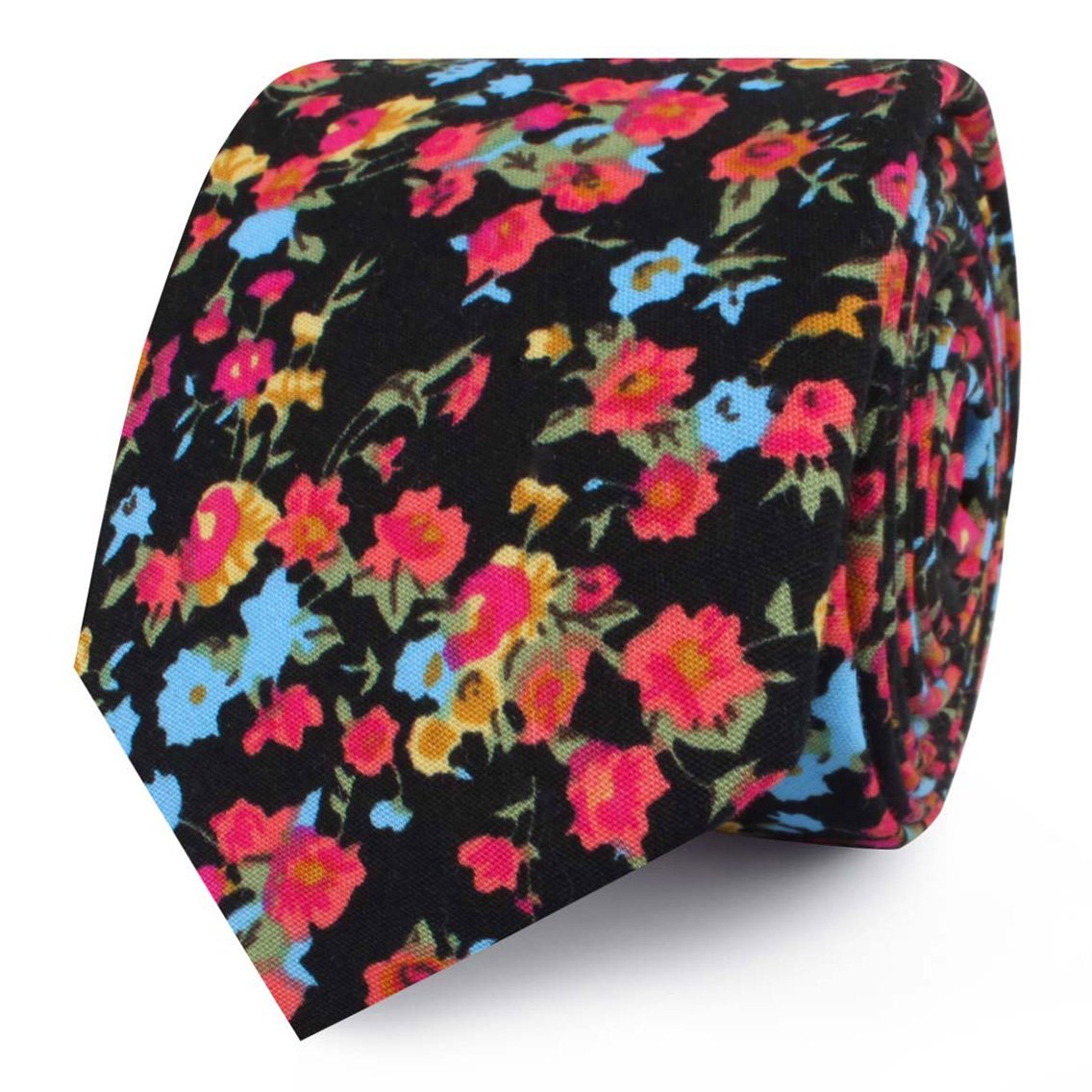 Amaryllis Black Liberty Floral Skinny Tie