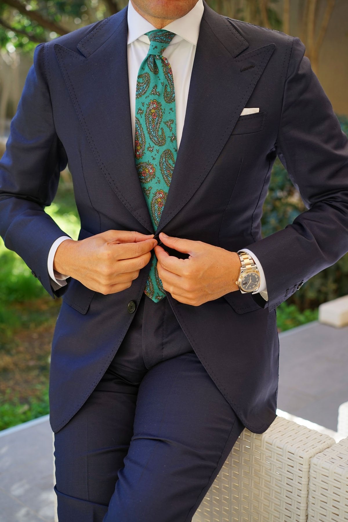 Amer Fort Teal Paisley Necktie