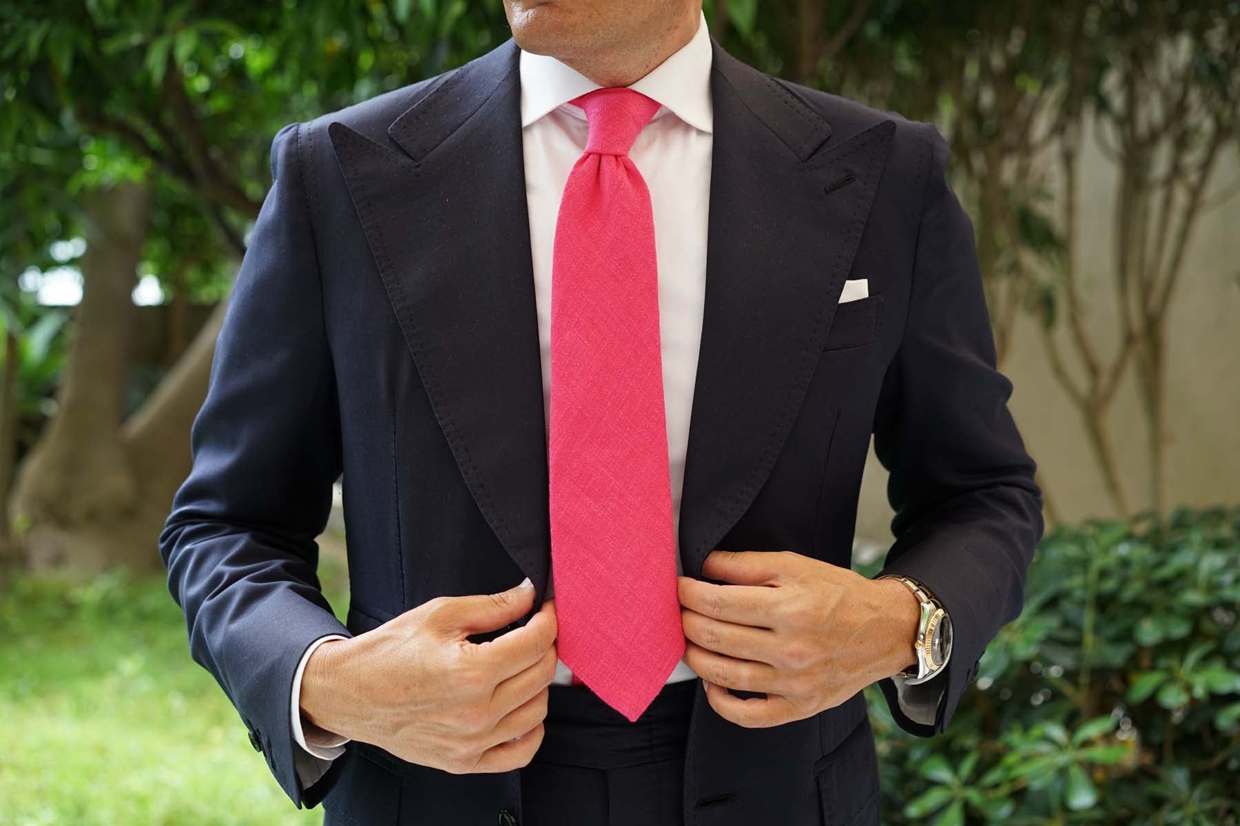 Begonia Hot Pink Linen Necktie