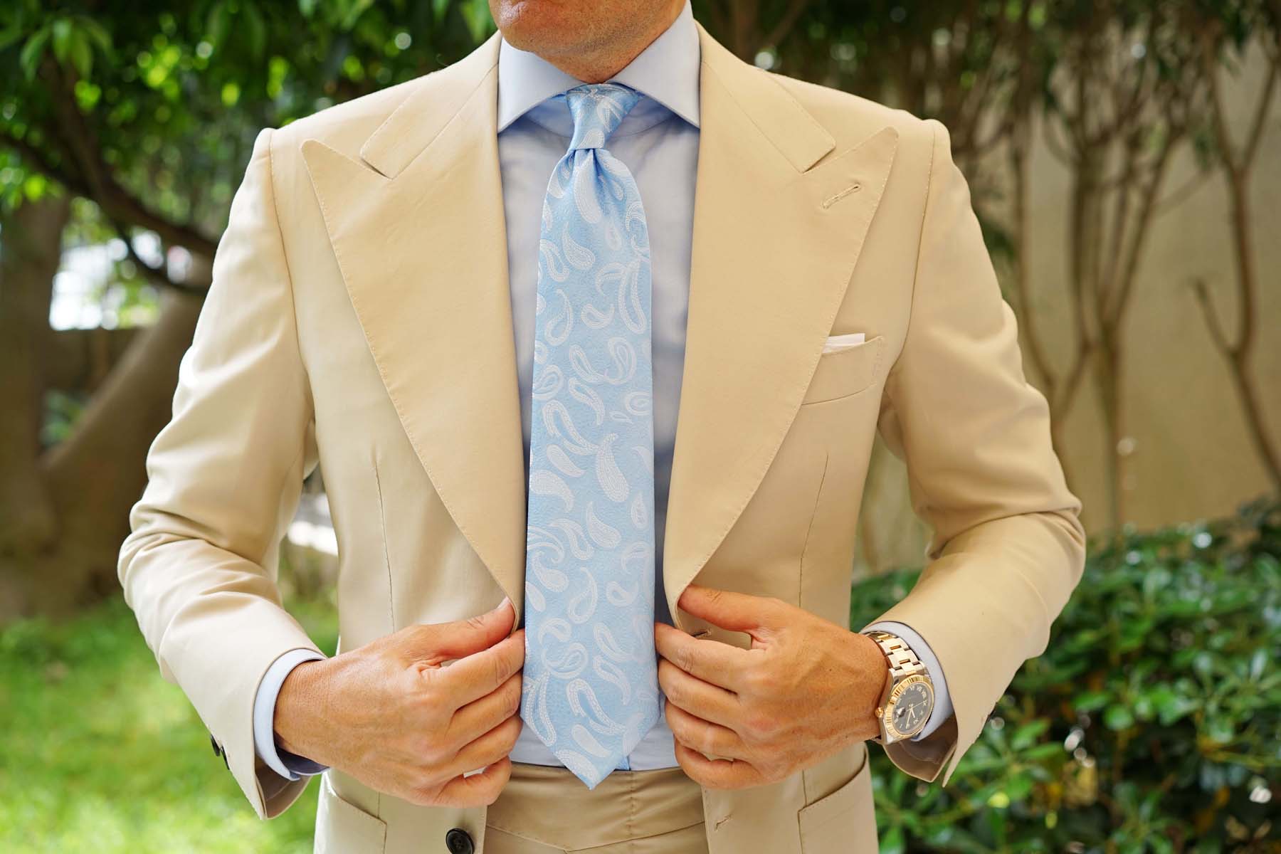 Baby Blue Teardrop Paisley Necktie