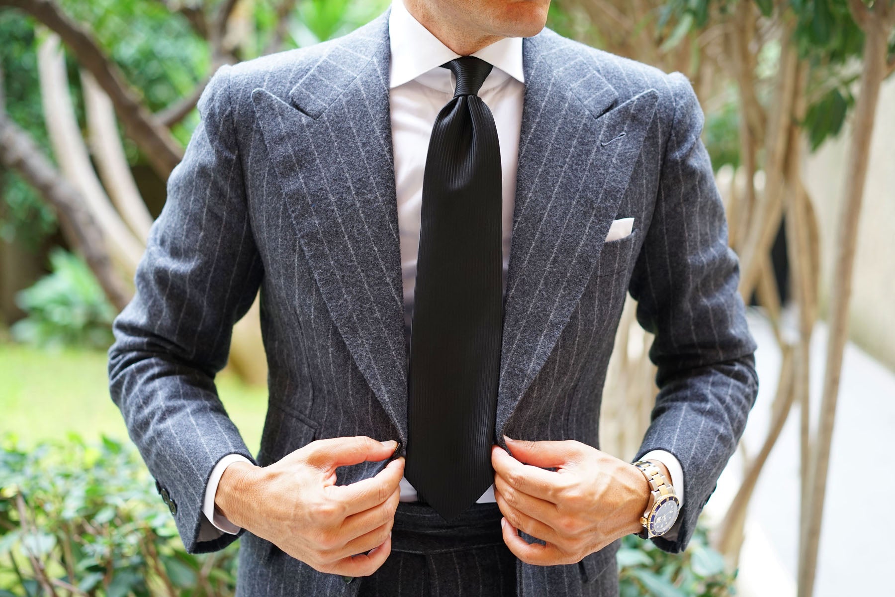 Jet Black Stripes Necktie