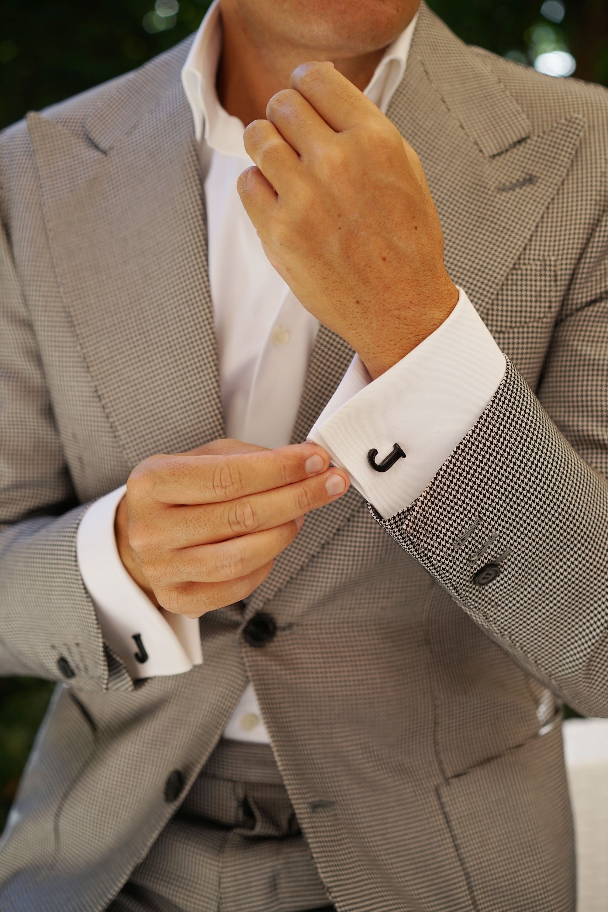 Black And Gold Letter J Cufflinks